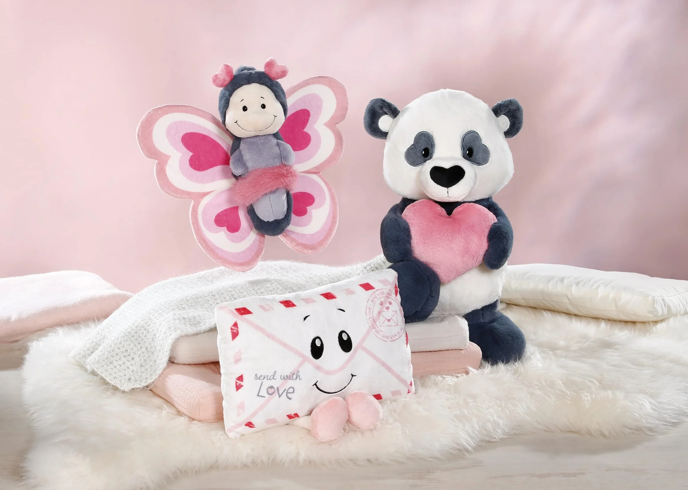 NICI Love 62631 Kula śnieżna z pandą, szklana dekoracja z brokatem, 6,5 cm, biała