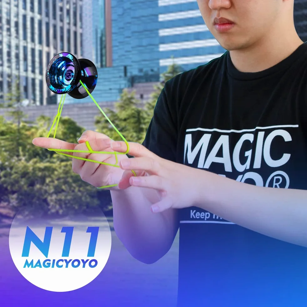 MAGICYOYO N11 Yo-Yo Profesjonalne niereaktywne, stop metalu YoYo dla początkujących + łożysko płaskie + wał + narzędzie do demontażu łożysk + torba do przechowywania Yo-Yo + 12 strun