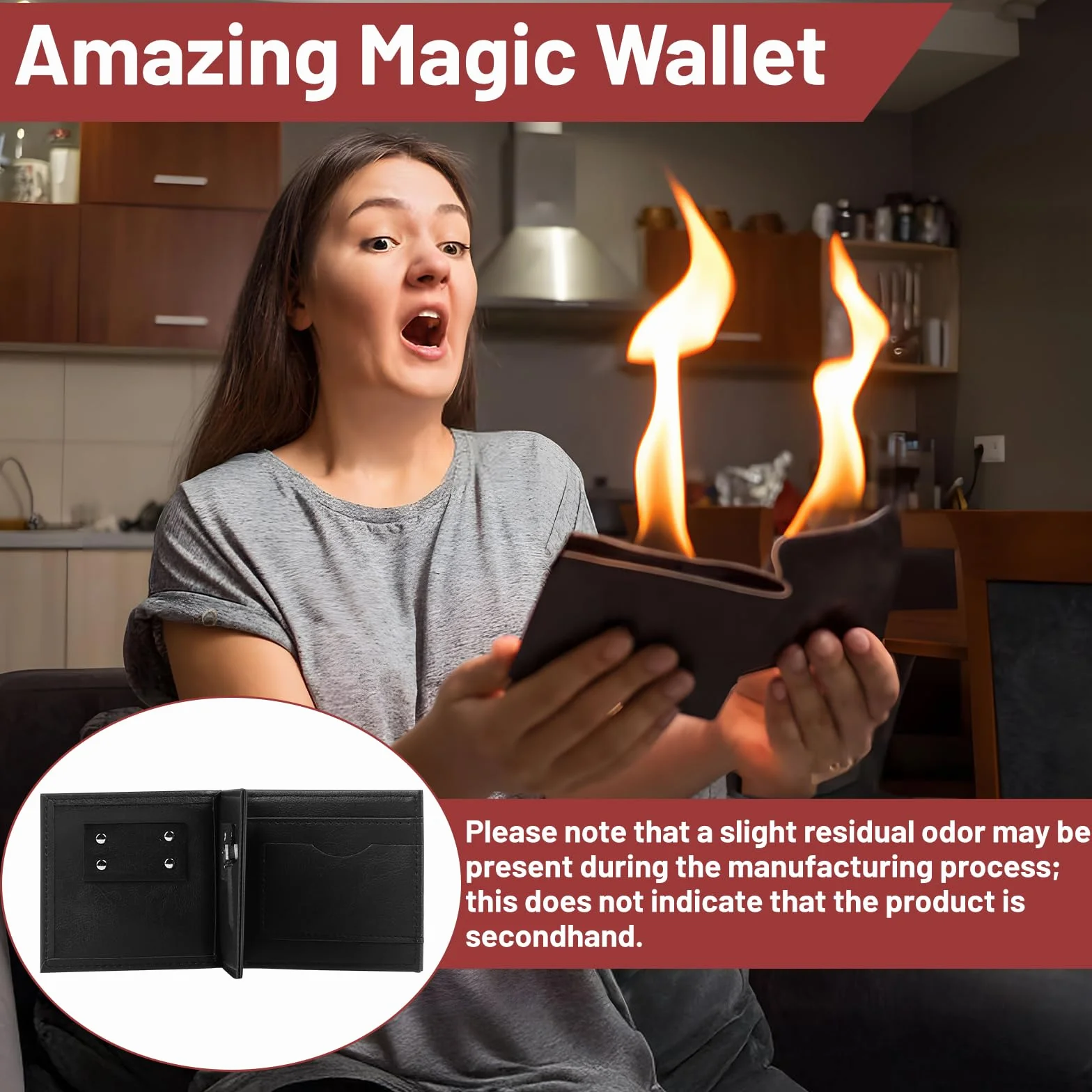 Klein Magic Flame Wallet, Magic Fire Wallet Tricks Prop, Magiczny portfel płomienia