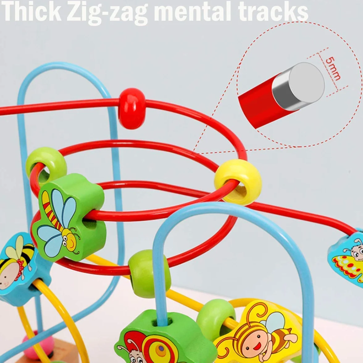 Jacootoys Maluchy koralik labirynt roller coaster zwierzę koło zabawki edukacyjne liczydło koraliki gra dla chłopców dziewcząt prezent dla dziecka