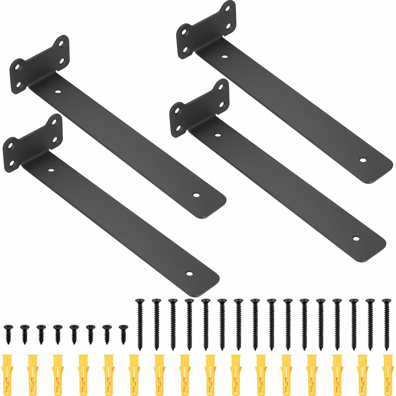 Wytrzymałe Wsporniki do Półek Pływających, 4 Szt. 26 cm, Montowane na Ścianie, Rusztowania, Czarny Metalowy Wspornik L