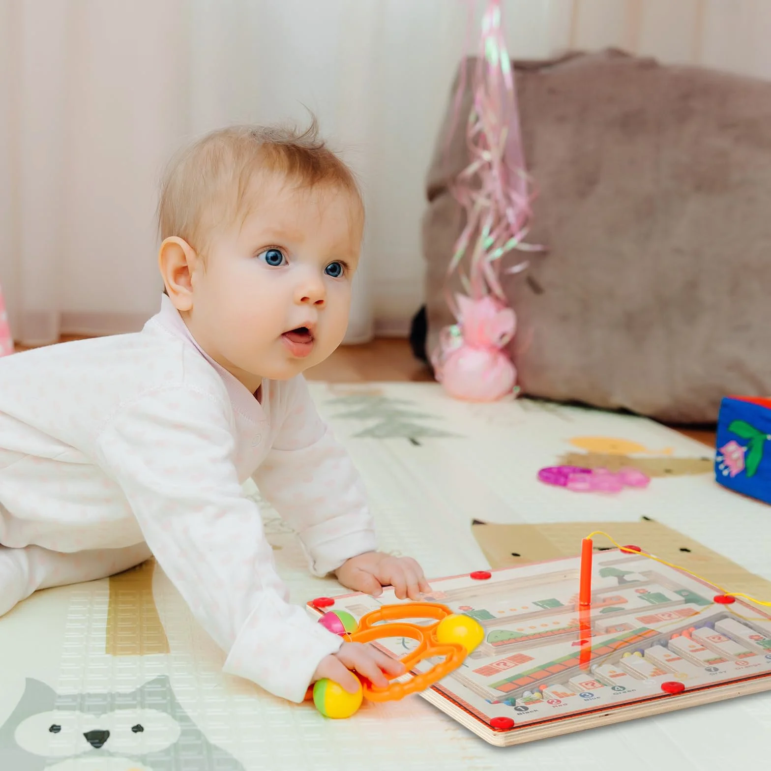 Montessori zabawka od 2, 3, 4, 5, 6 lat, magnetyczna gra labirynt kolory, nauka sortowania, gry dla dzieci od 2 do 6 lat