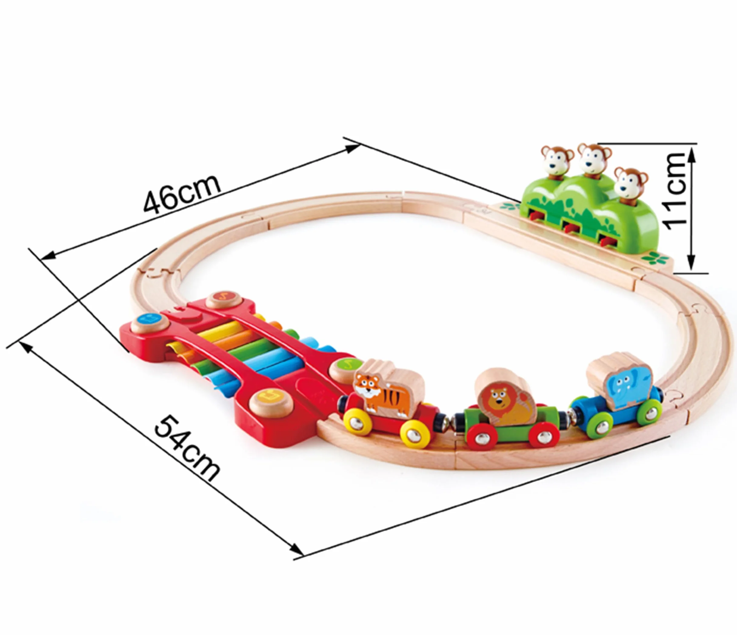 Hape E3825 Music and Monkeys Wooden Train Set - My First Railway