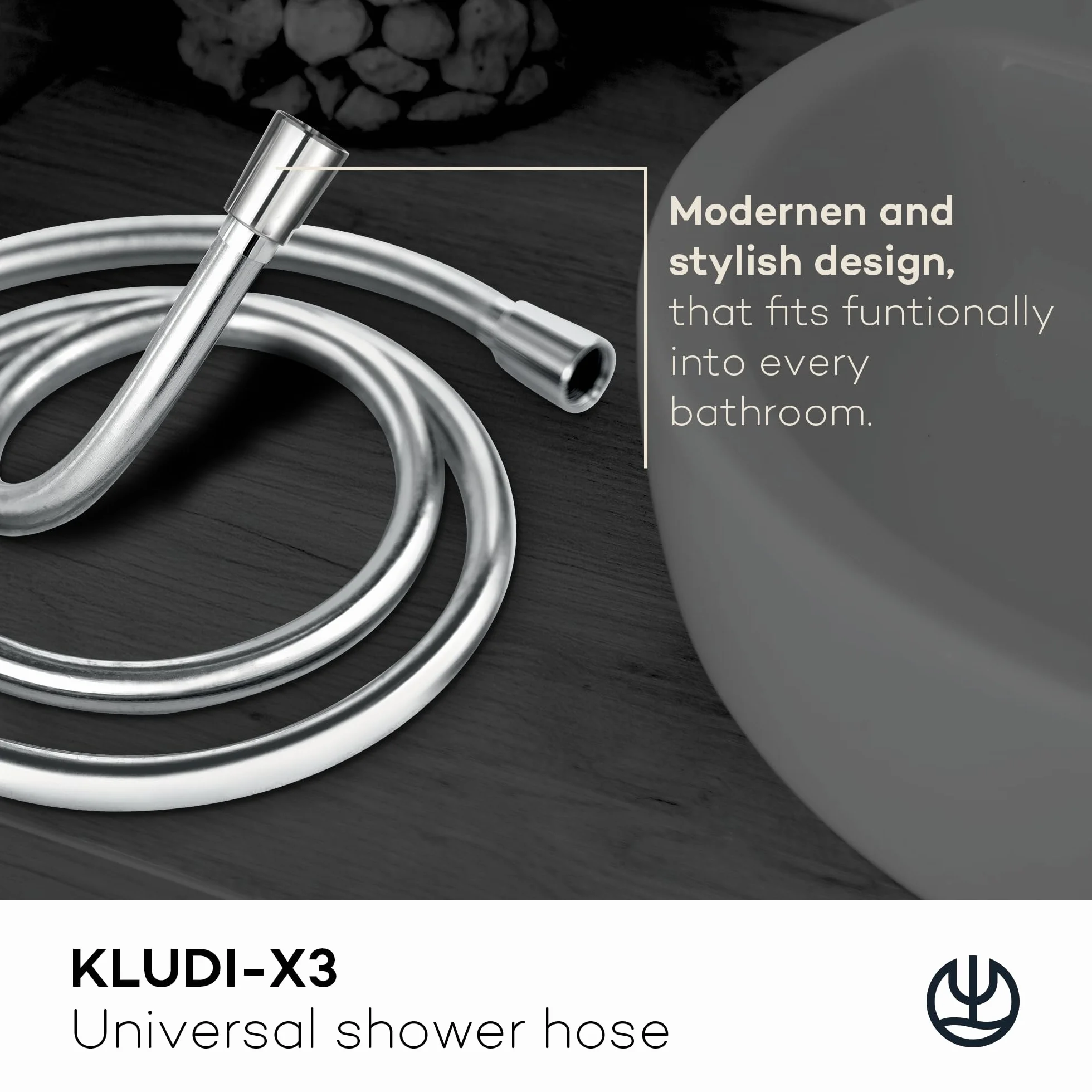 KLUDI -X3 uniwersalny wąż prysznicowy 1,60 m z łatwego w czyszczeniu tworzywa sztucznego, elastyczny wąż prysznicowy z podwójną ochroną przed przekręceniem, odporny na zginanie, standardowe złącze,