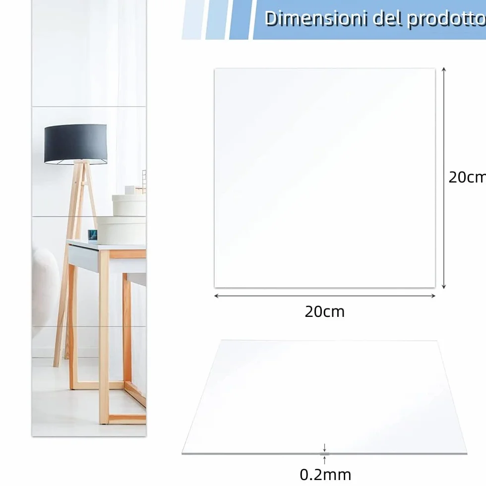 10 sztuk lustrzane naklejki ścienne, naklejki na lustro ścienne, arkusze miękkiego materiału nie-szkło lustro płytki ścienne lepkie lustro 20 x 20 cm