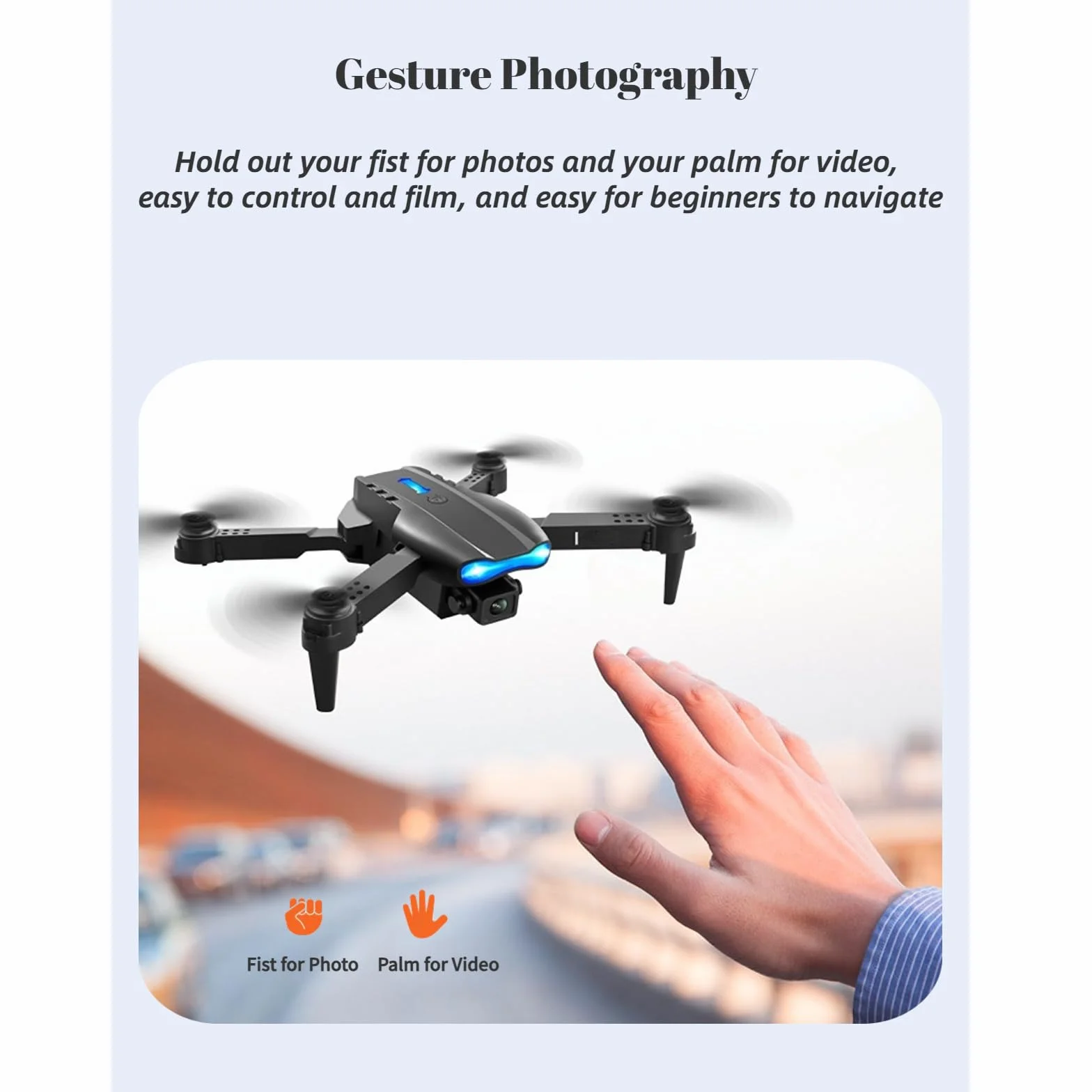 Składany Mini RC Drone, Quadcopter do Unikania Przeszkód, Podwójny Aparat HD 4k Fotografia Lotnicza Samolot RC, Obsługa Aplikacji Wifi, Prezenty dla Dzieci i Dorosłych