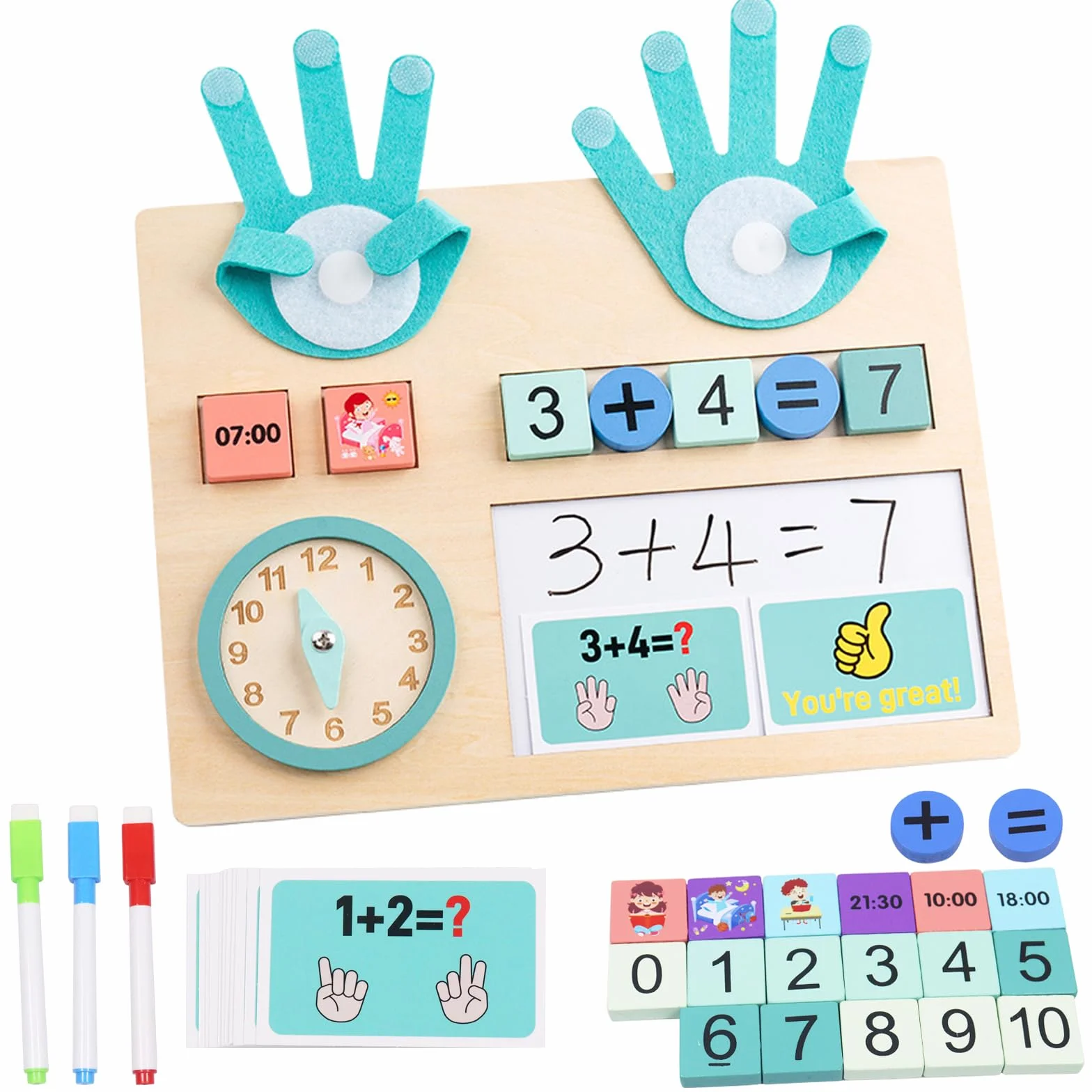 Montessori zabawka drewniana, matematyka do liczenia palców, zabawka edukacyjna, matematyka, nauka liczenia