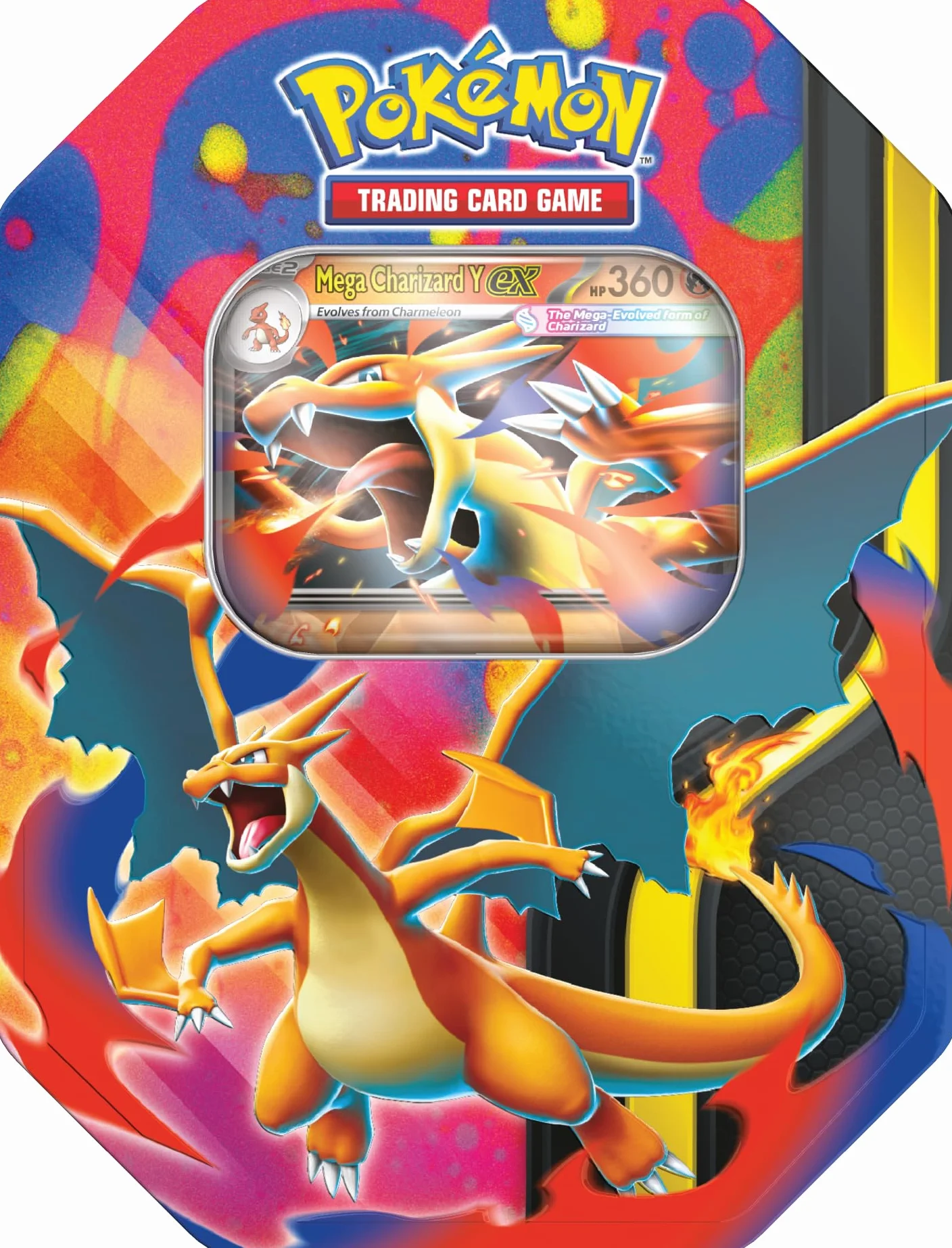 Pokémon TCG: Mega Charizard Tin - Mega Charizard Y ex (4 boostery i 1 foliowa karta promocyjna)