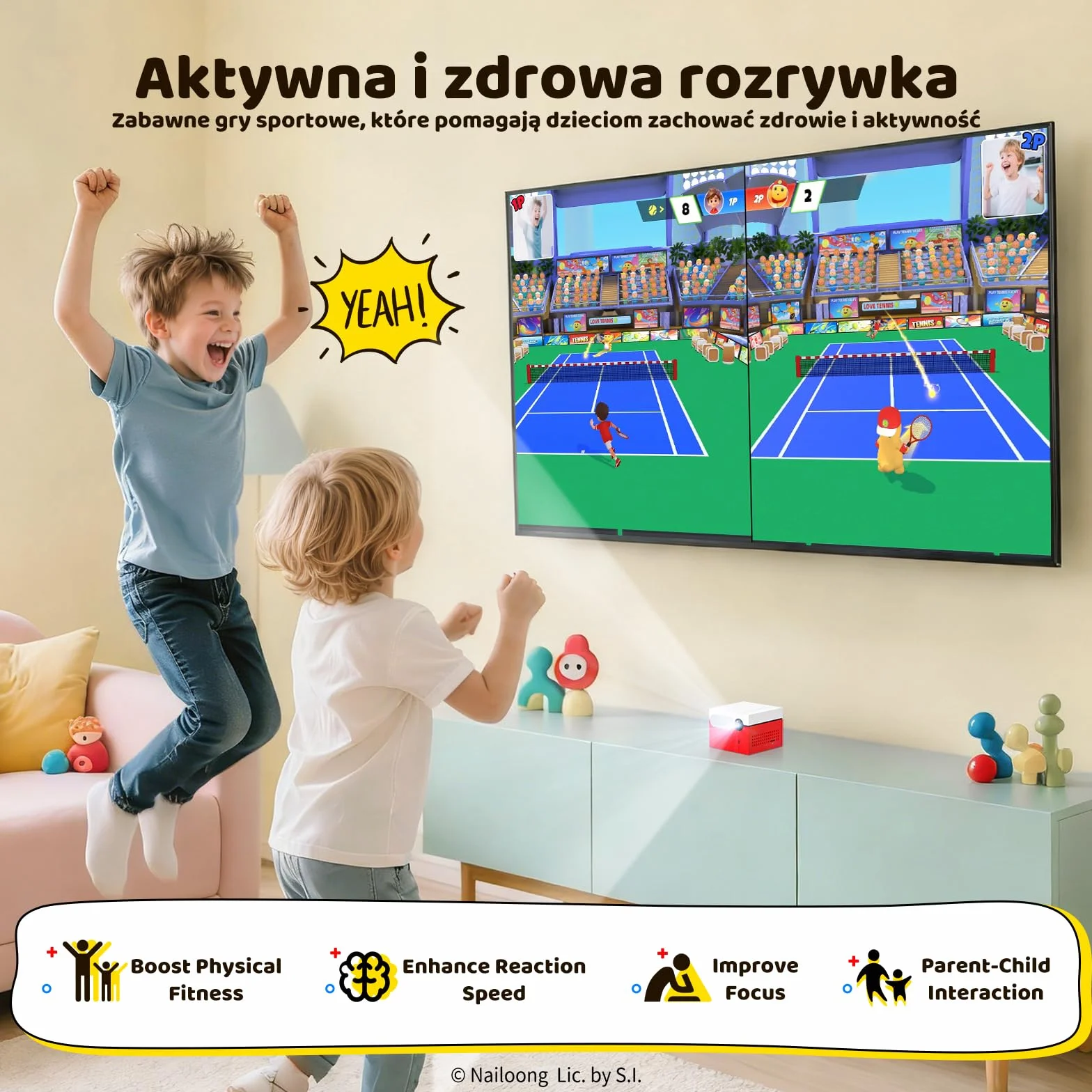 KINHANK MotionX Konsola do Gier z Czujnikiem Ruchu - Interaktywna Konsola do Gier dla Rodziców i Dzieci, Stałe Aktualizacje/Brak Kontrolera/Brak Subskrypcji, Prezent dla Dzieci, Plug & Play, 41 Gier