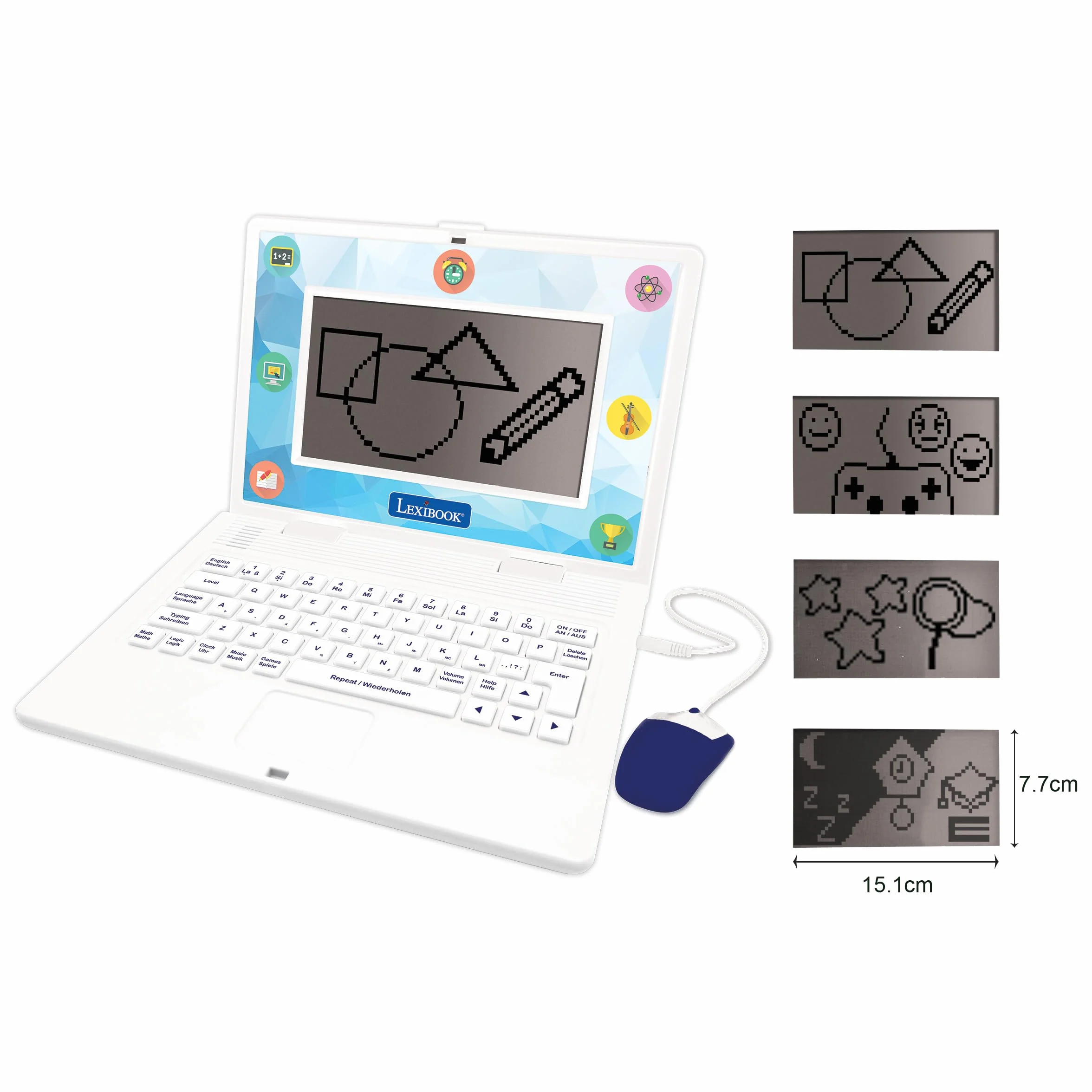 Lexibook, Dwujęzyczny i Pedagogiczny Laptop w Języku Angielskim, Niemieckim, 170 Aktywności do Nauki, Gier i Muzyki, Duży Ekran, JC599i3