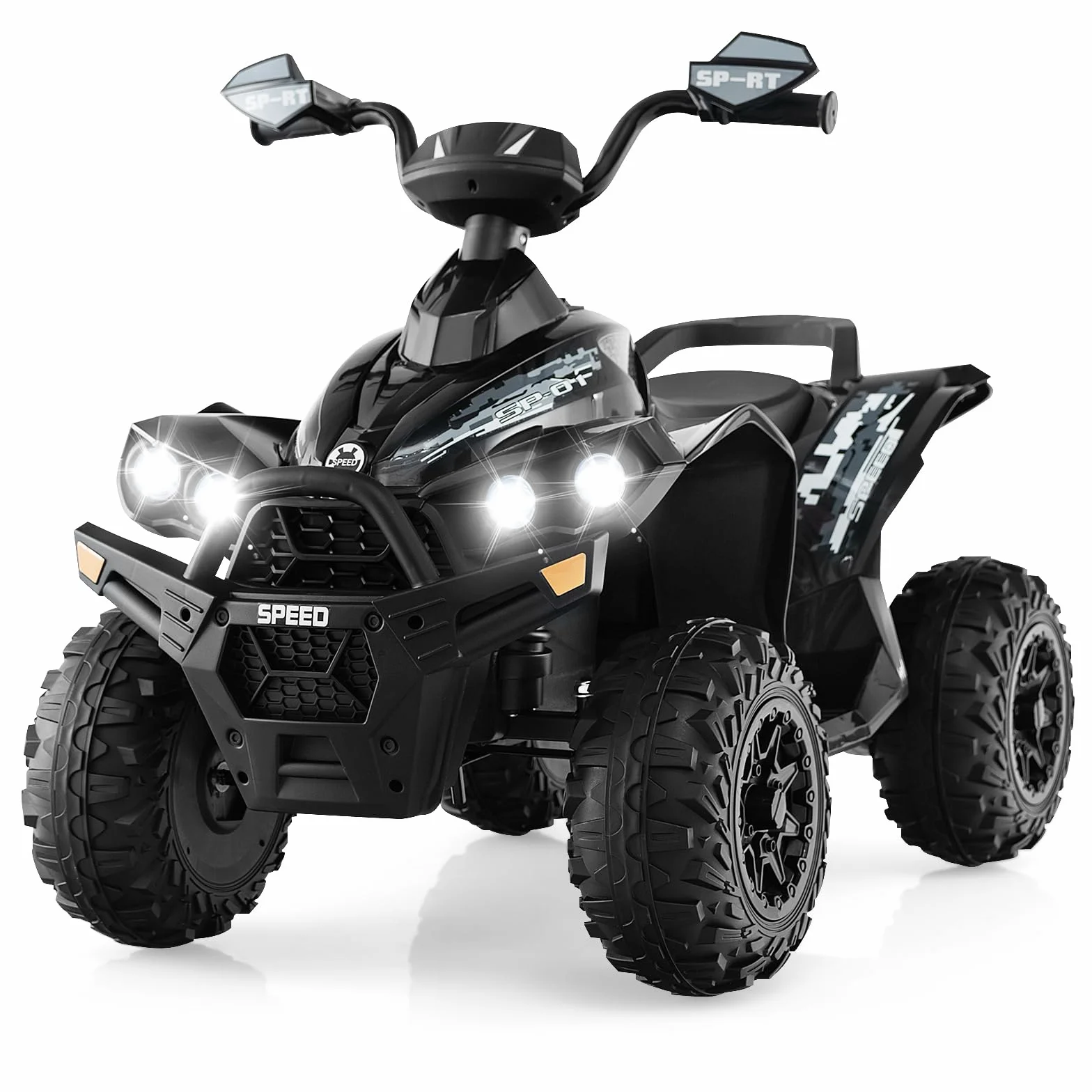 GOPLUS 12V Elektryczny quad dla dzieci, pojazd dla dzieci z reflektorami LED, muzyką i klaksonem, elektryczny samochód z 4 antypoślizgowymi kołami i powolnym startem, dla dzieci w wieku 3–8 lat, do 35