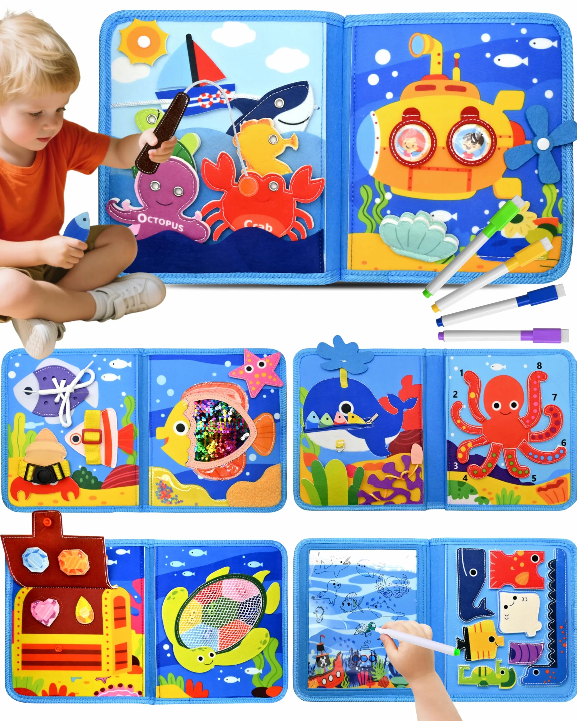 Zabawka dla niemowląt 1 rok Busy Board Montessori, wiek 1 rok, z 6 warstwami desek, zabawka dla dzieci w wieku 1, 2, 3, 4 lata, zabawki do aktywności i rozwoju, prezent dla dzieci w wieku 1–3