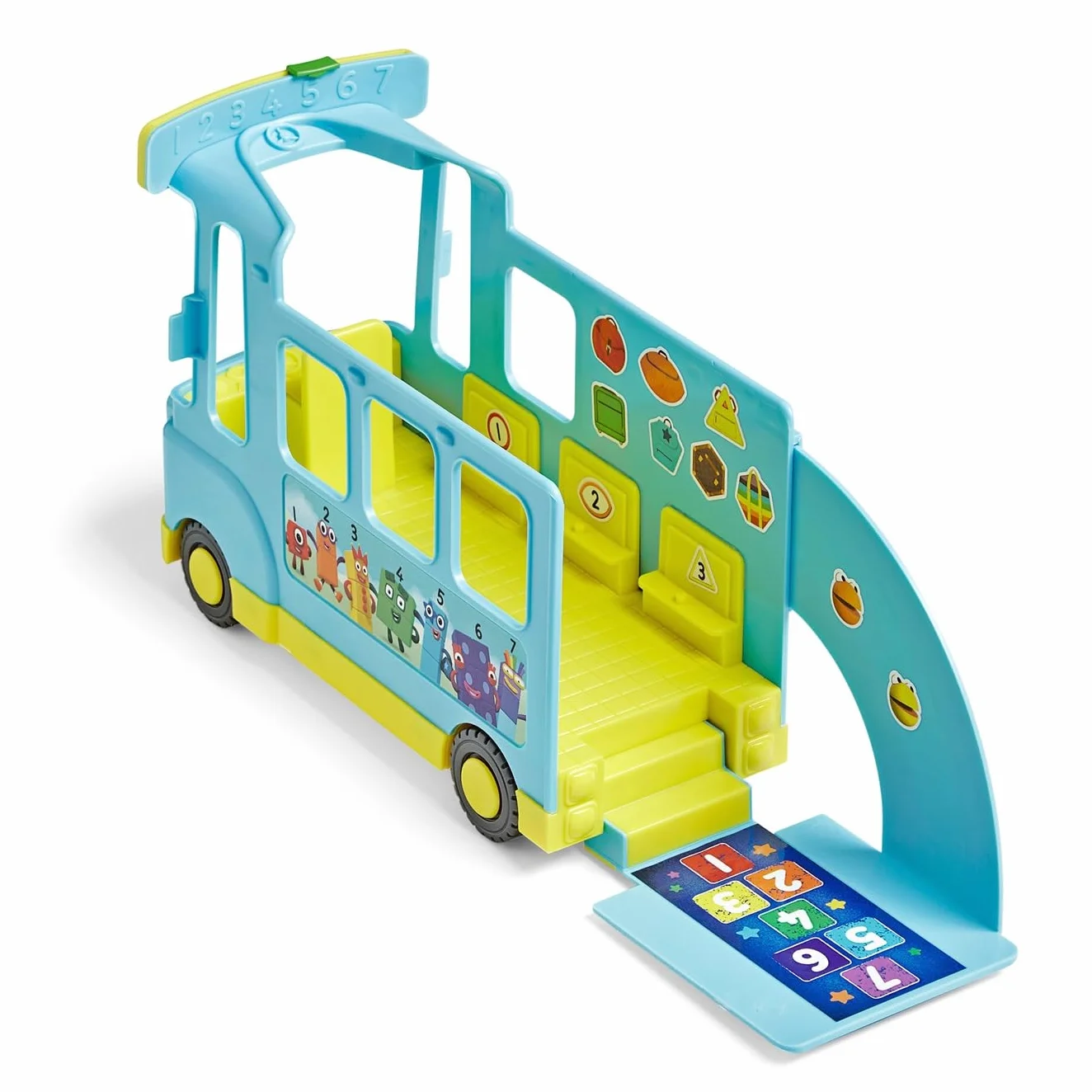 Learning Resources – Tęczowy autobus Numberblocks do nauki liczenia, Wiek 3+, Interaktywny zestaw Numberblocks zawierający autobus i kolekcjonerską Siódemkę, 12 piosenek i dźwięki, Zabawki CBeebies