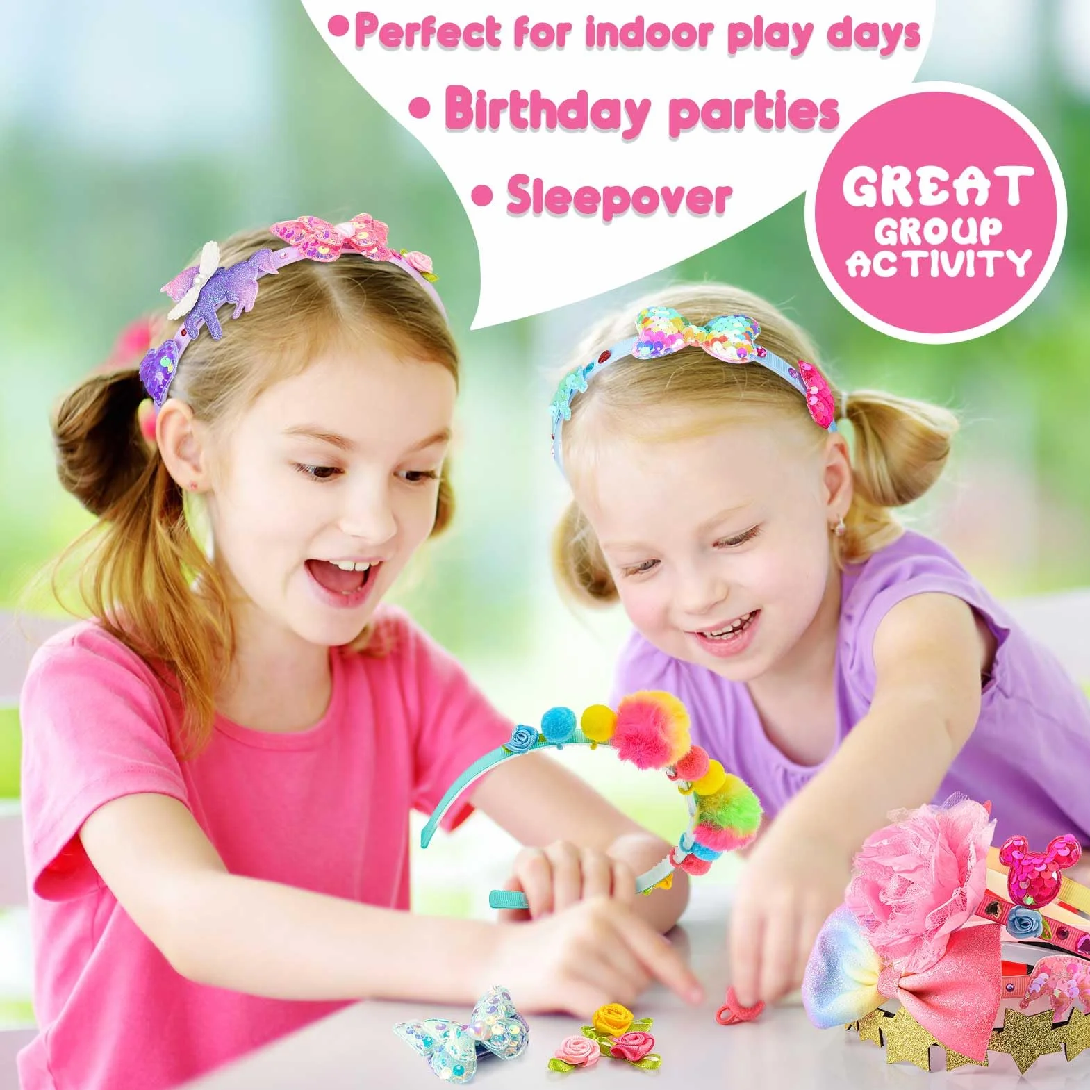 HappyKidsClub Prezenty dla dziewczynek w wieku 3-9 latków: Akcesoria do włosów dla dziewczynek Zestawy artystyczne i rzemieślnicze dla dzieci w wieku 3-9 lat