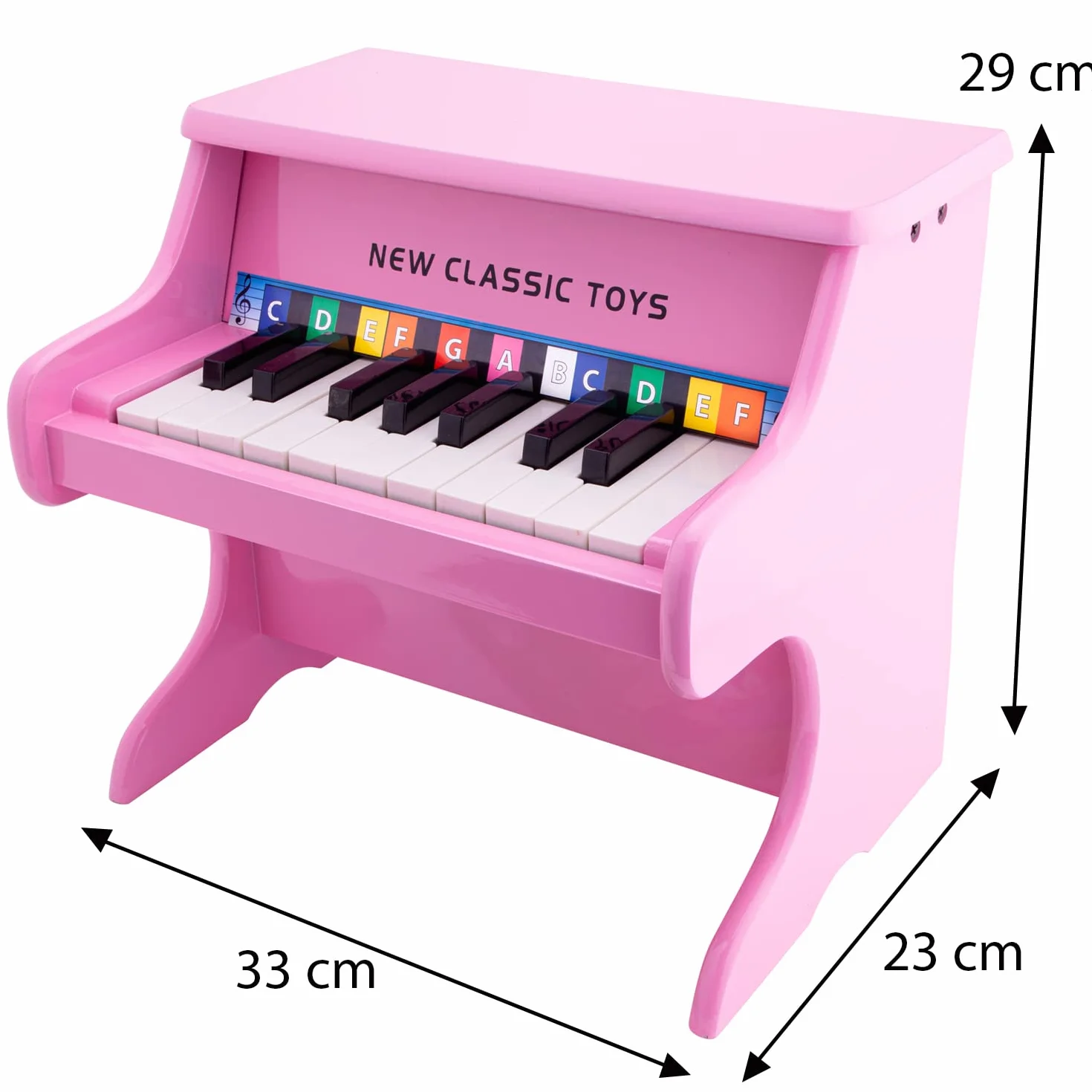 New Classic Toys Drewniane pianino zabawkowe - 18 klawiszy - czarne - w tym książka muzyczna