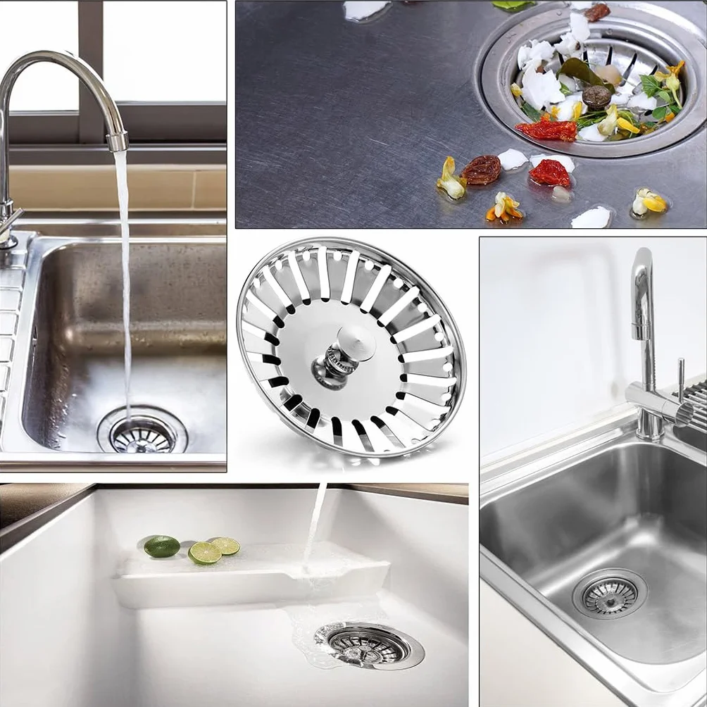 84 mm korek do zlewu kuchennego ze stali nierdzewnej – uniwersalny filtr do zlewu, zapobiegający blokowaniu, kosz do zlewu, do zlewu kuchennego, otwór 84-85 mm
