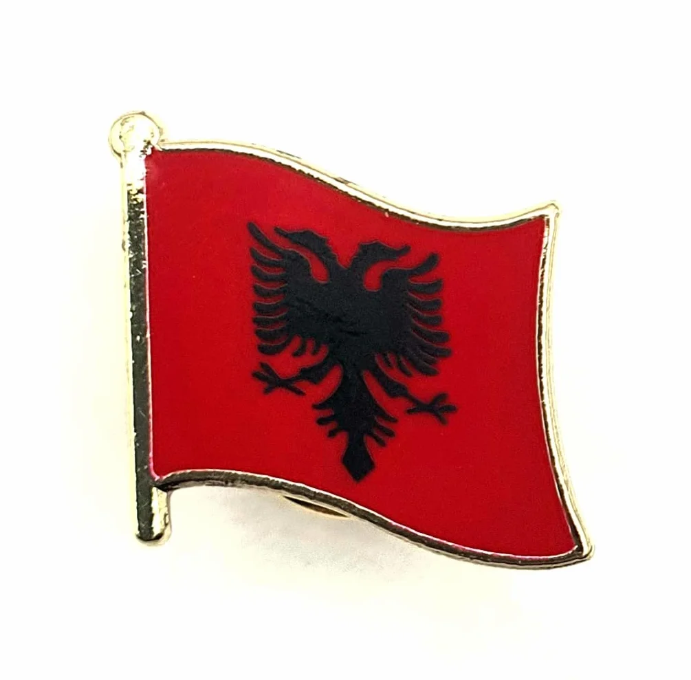 Albania albańska metalowa emalia flaga państwa przypinka odznaka, Metal