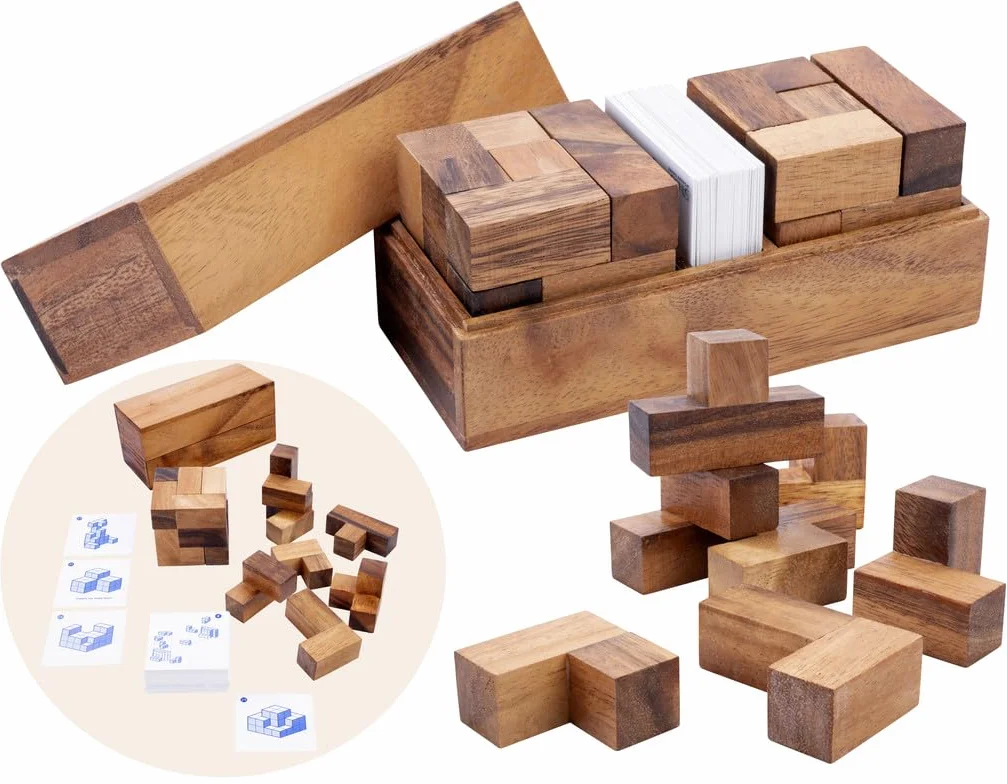 Engelhart – 350460 – Podwójna kostka Soma – trudna łamigłówka 3D – 2 drewniane sześciany – eko pudełko – 2 graczy – 6+