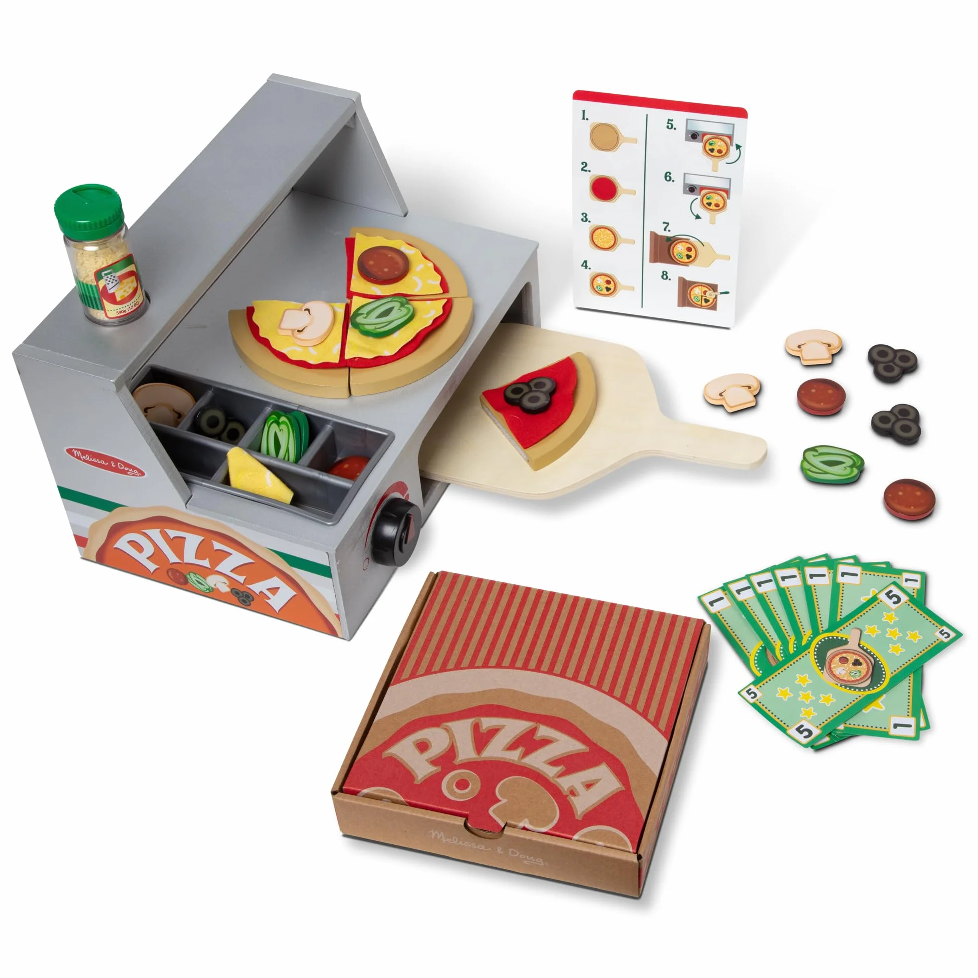 Melissa & Doug Upiec Pizza Lada Zestaw do Zabawy Dla Dzieci | Wiek 3+ Lata| Udawaj bawisz się | Prezent dla chłopca lub dziewczyny