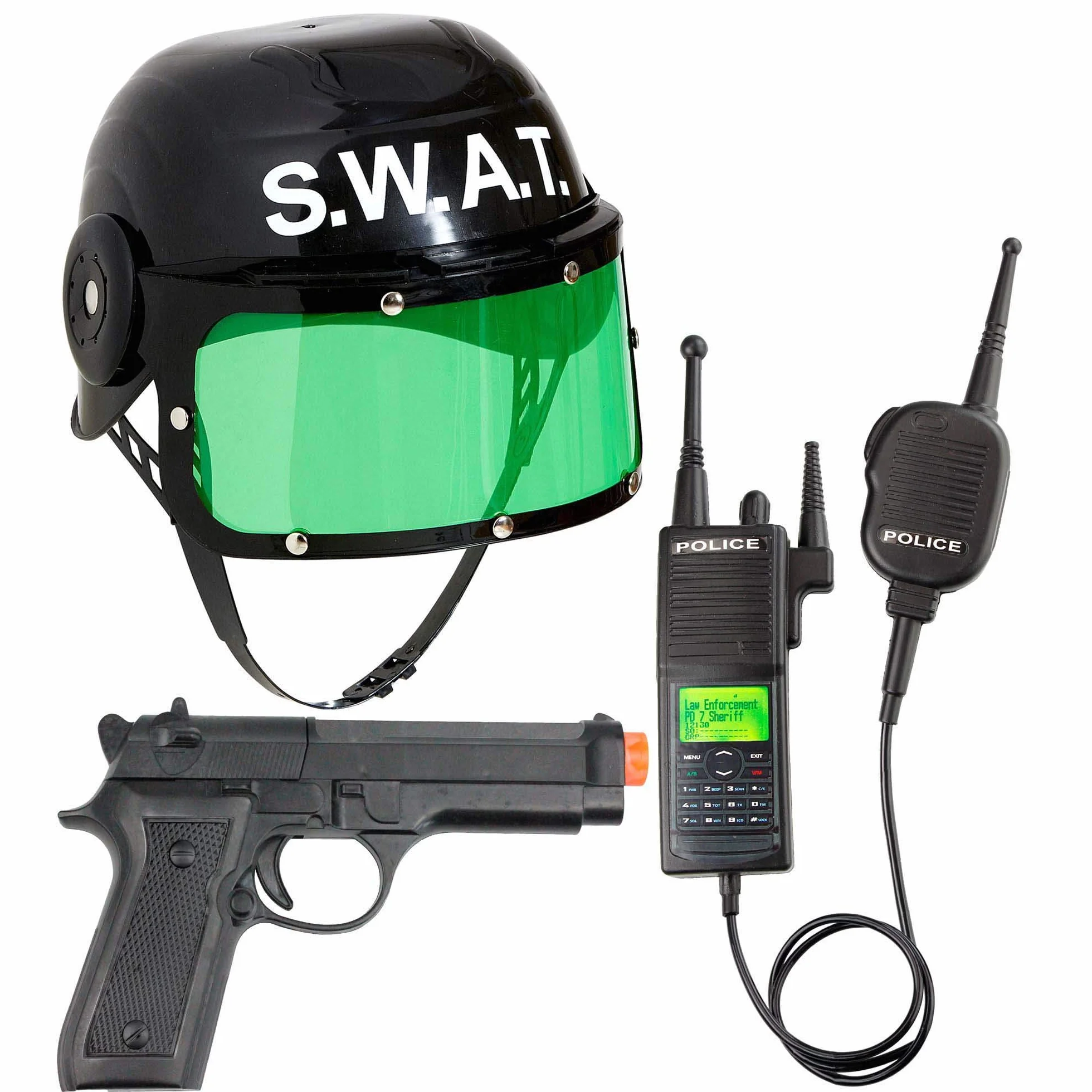W WIDMANN MILANO Party Fashion - 28227 - Akcesoria kostiumowe S.W.A.T. dla dzieci, kask, pistolet i radio, czarne, SEK, karnawał, impreza tematyczna