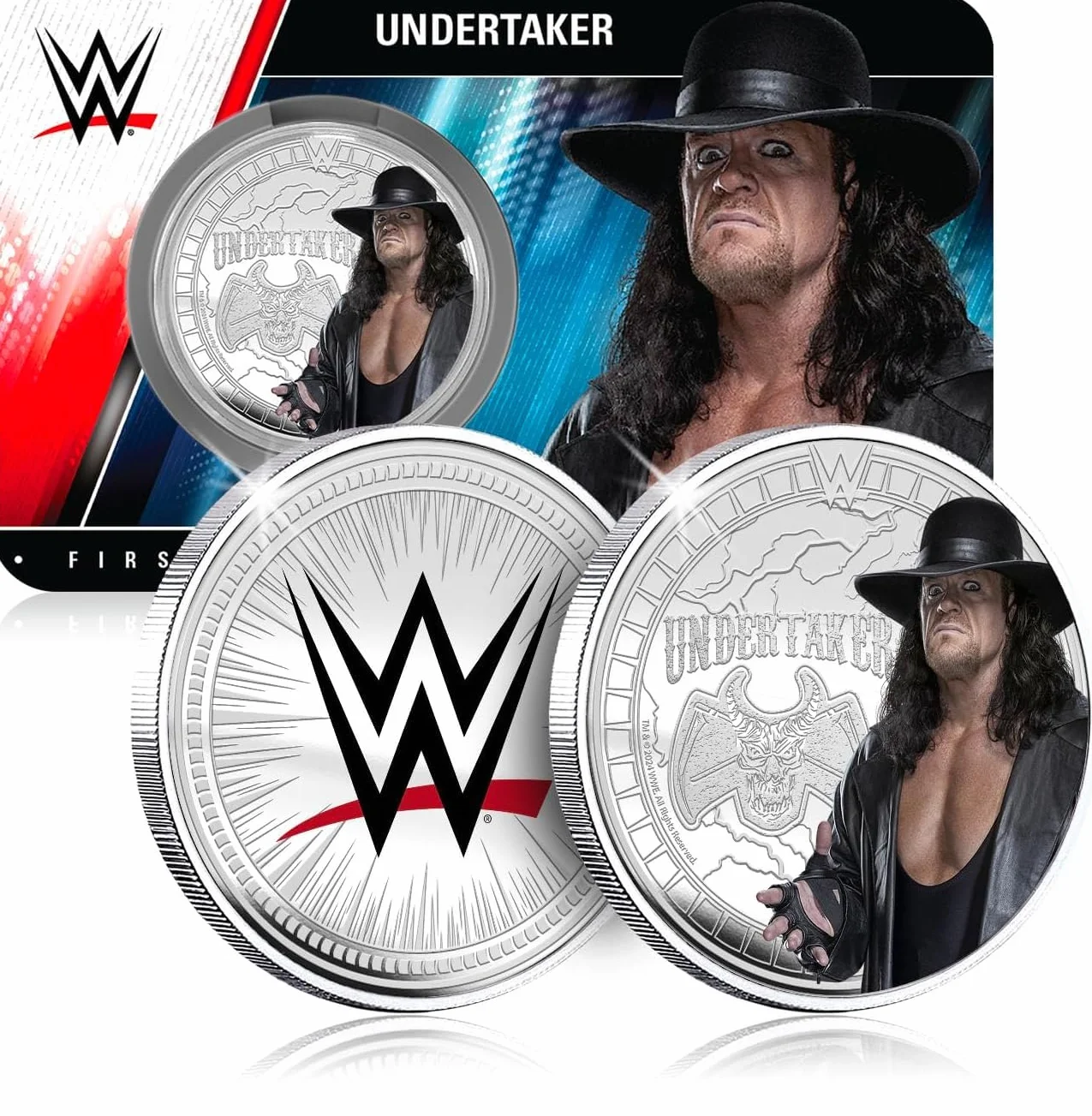 FANTASY CLUB Undertaker WWE 32 mm Oficjalna moneta kolekcjonerska – hołd dla gracza i nieśmiertelnej legendy WWE – limitowana edycja dla fanów i kolekcjonerów