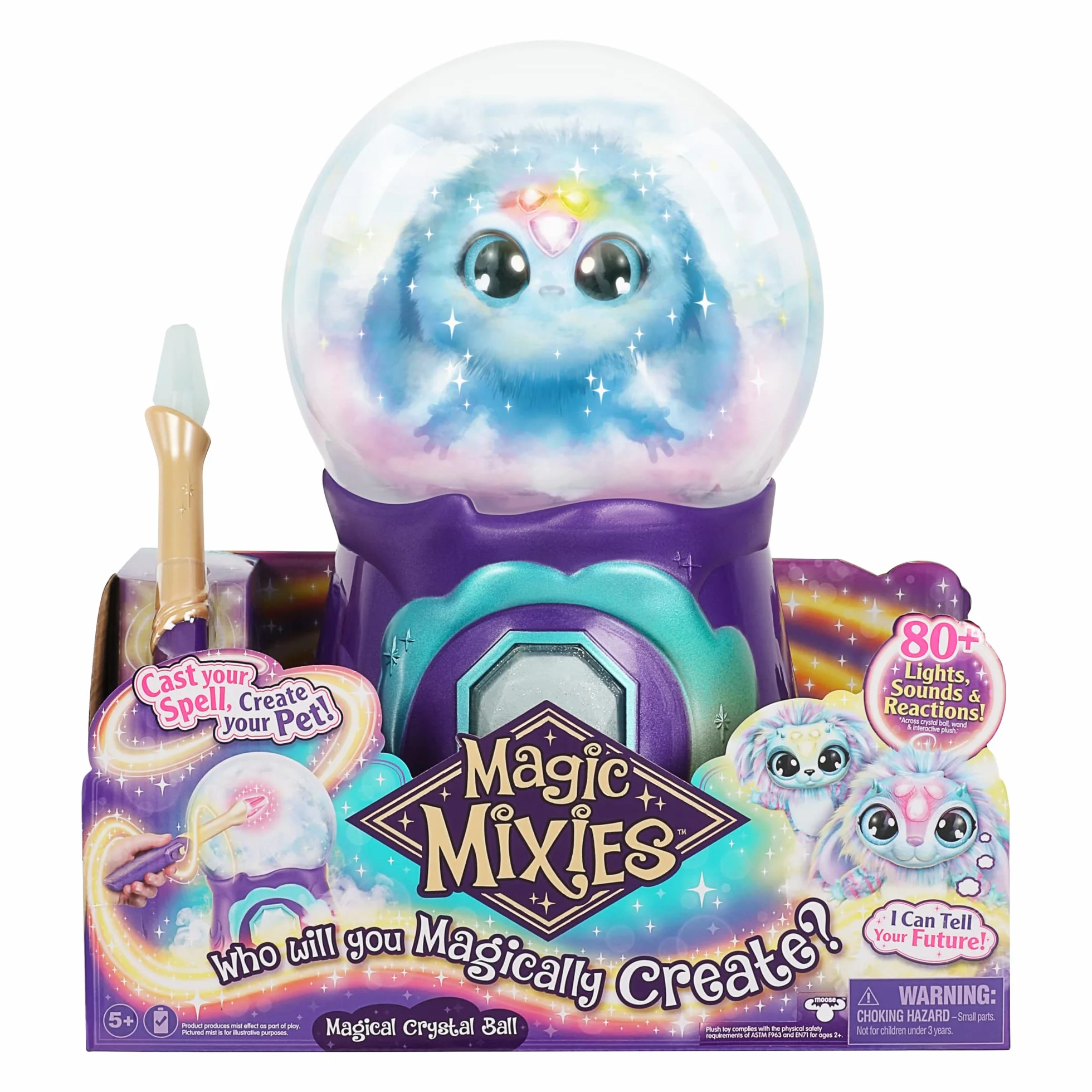 Magic Mixies Magiczna kryształowa kula mgławiąca interaktywna niebieska pluszowa zabawka 20 cm dla dzieci od 5 lat 80 dźwięków