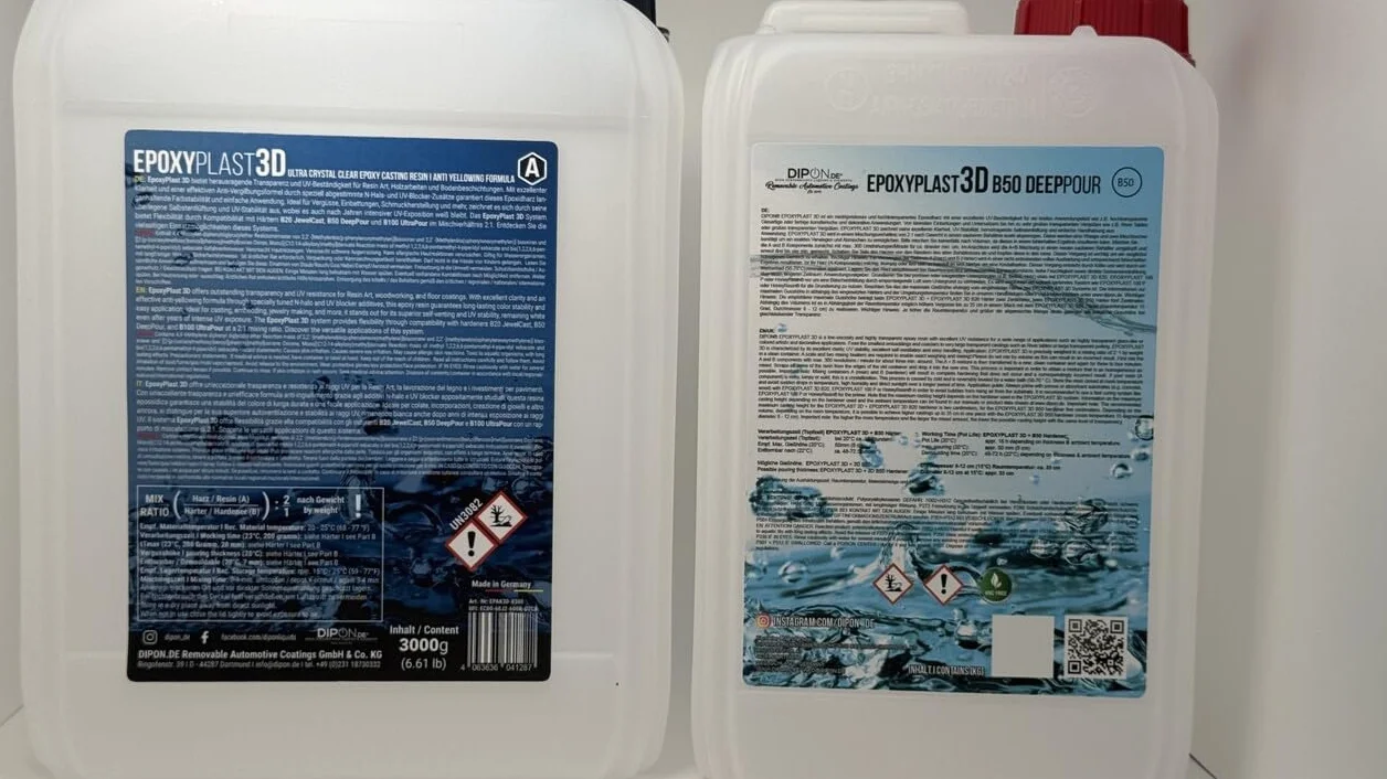15,0 kg Ultra przezroczysta żywica epoksydowa EpoxyPlast 3D B50 DEEP POUR dwuskładnikowy efekt wody I doskonała ochrona przed promieniowaniem UV Biżuteria I żywica odlewana I produkt przezroczysty
