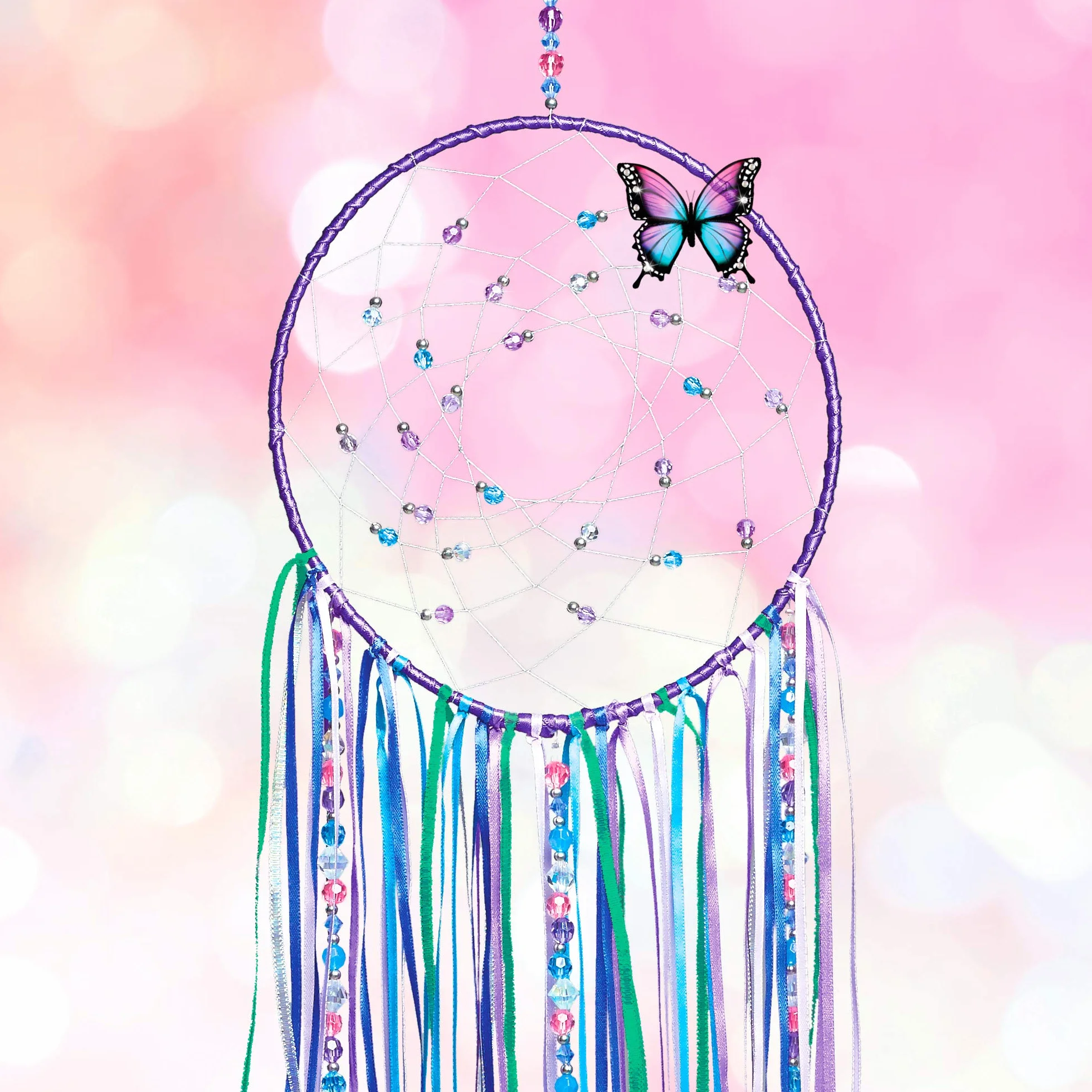 Make It Real – DIY Dreamcatcher. Make Your Own Dream Catcher Arts and Crafts Kit for Tween Girls. Includes Dream Catcher Hoop, Strings and Ribbons, Beads, Butterfly Pin and More