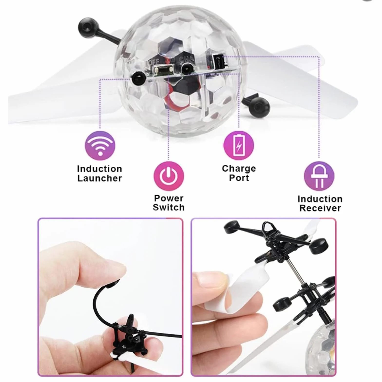 2 szt latające piłki, RC helikoptery z jasnymi diodami LED, latająca zabawka mini Dron zabawka dla dzieci 3 4 5 6 7 8 9 10 11 12 lat Boże Narodzenie prezenty na urodziny