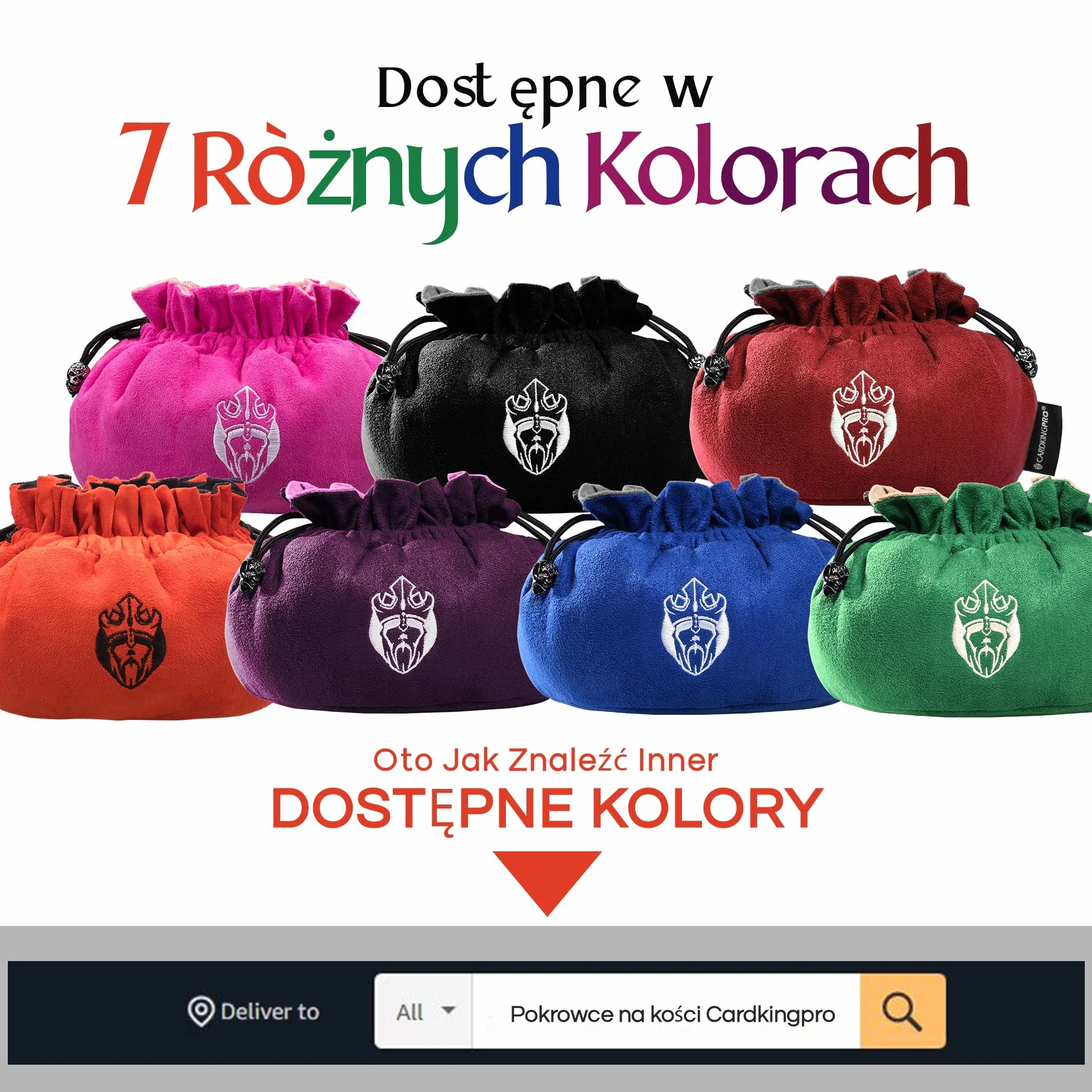 CardKingPro Ogromna Torba na Kości z Kieszeniami - Spalona Pomarańcza - Pojemność 150+ Kości - Świetny Organizer dla Kolekcjonerów, Idealna do Dungeons and Dragons [Opatentowany Design]