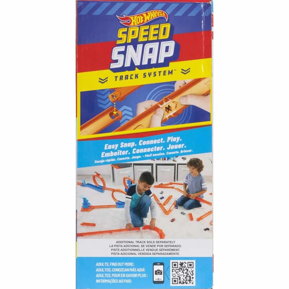 Hot Wheels Track Creator Tor wyścigowy Trzy pętle Zestaw do zabawy: samochód zabawka w skali 1:64, elementy do zbudowania toru z 3 pętlami, system torów Speed Snap Szybki klik i adaptery, JDW39