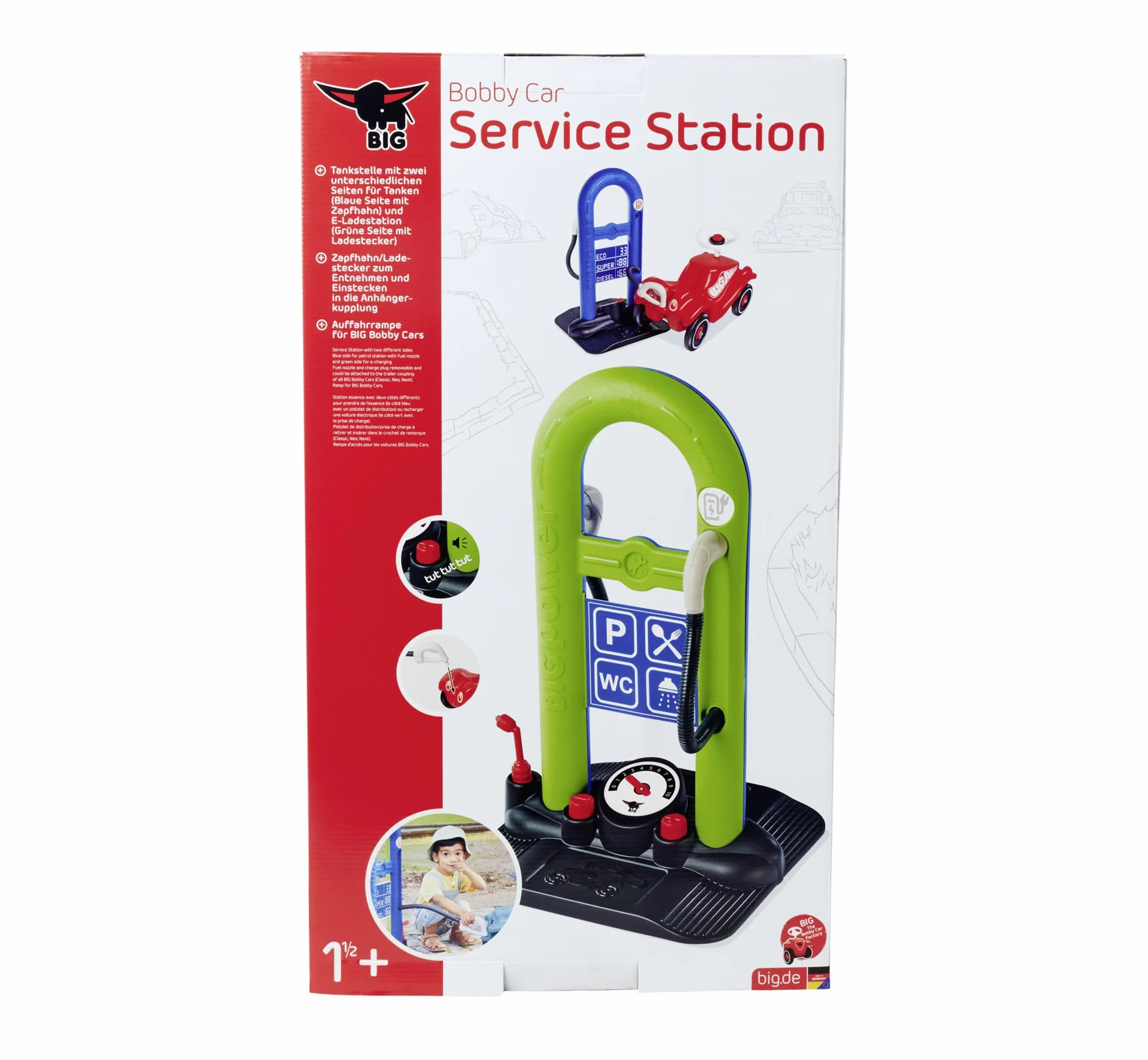 BIG Spielwarenfabrik 800056498 Bobby Car Stacja benzynowa, czarna, S