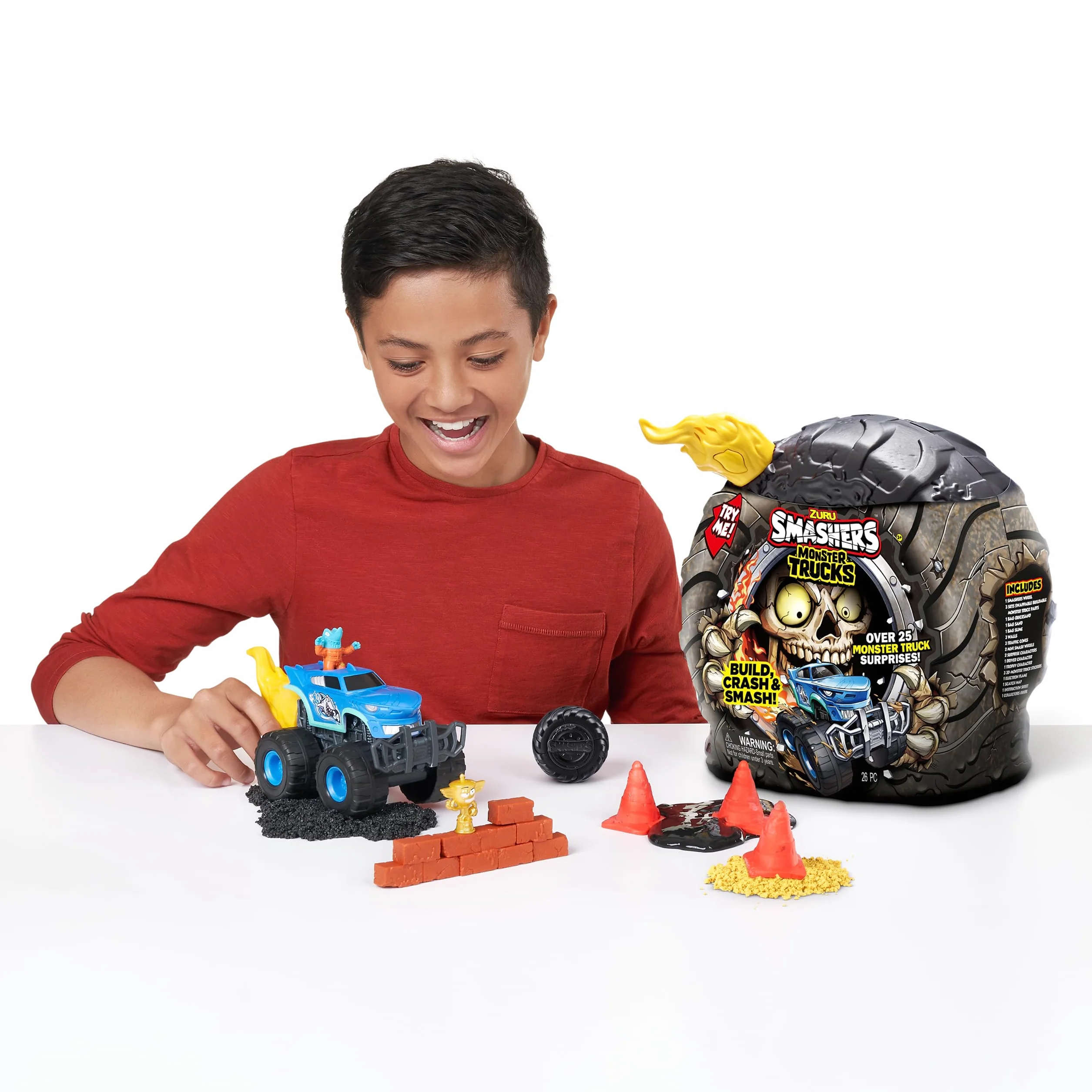 Smashers Monster Truck Surprise od ZURU, Shark Speedster, Boys, z 25 niespodziankami, kolekcjonerskie odkrycie niespodzianki Monster Truck (Shark Speedster)