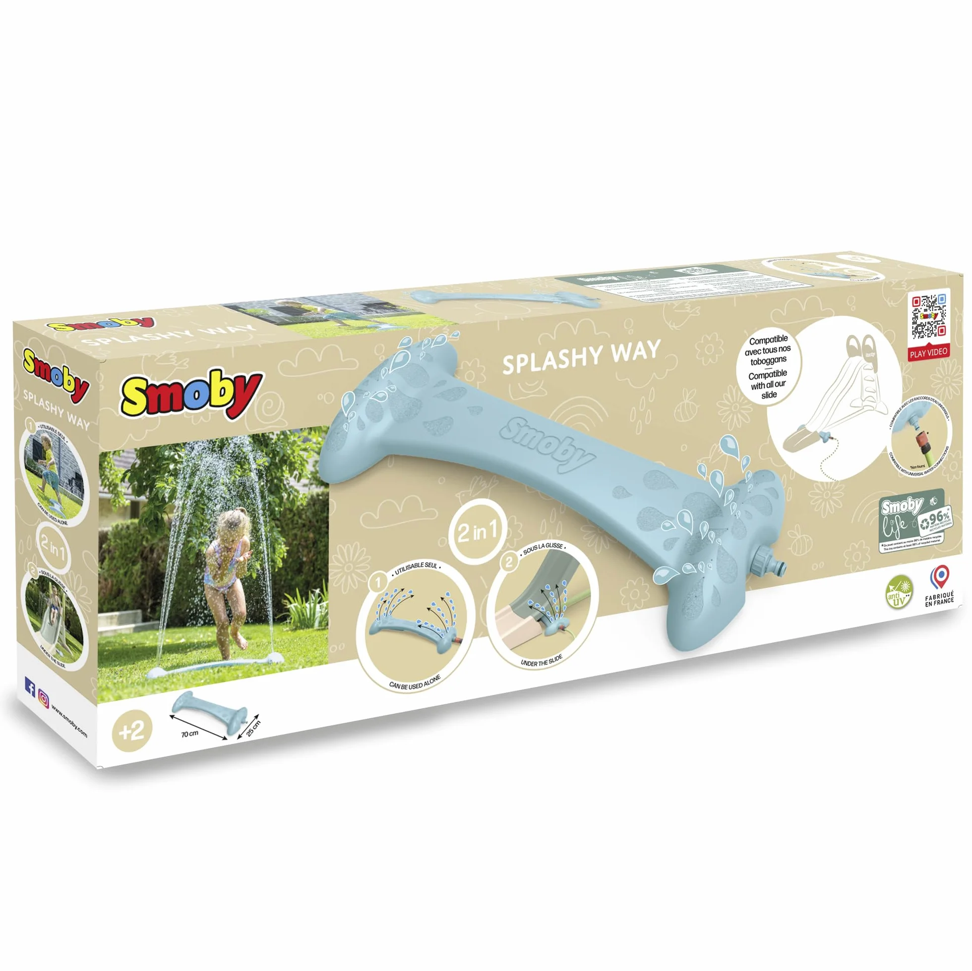 Smoby Life Splashy Way Gra wodna Samodzielna lub ze zjeżdżalnią Materiał z recyklingu Od 2 lat