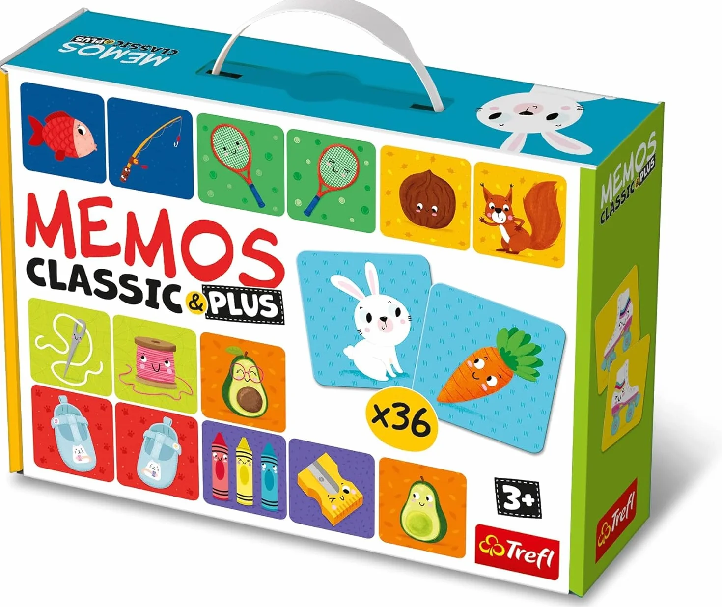 Trefl - Memos Classic & Plus, Logic - Edukacyjna Gra Pamięciowa dla Maluchów, Odnajdywanie Par Obrazków, Różne Warianty Zabawy, Klasyczna Gra Memory dla Dzieci od 3 lat