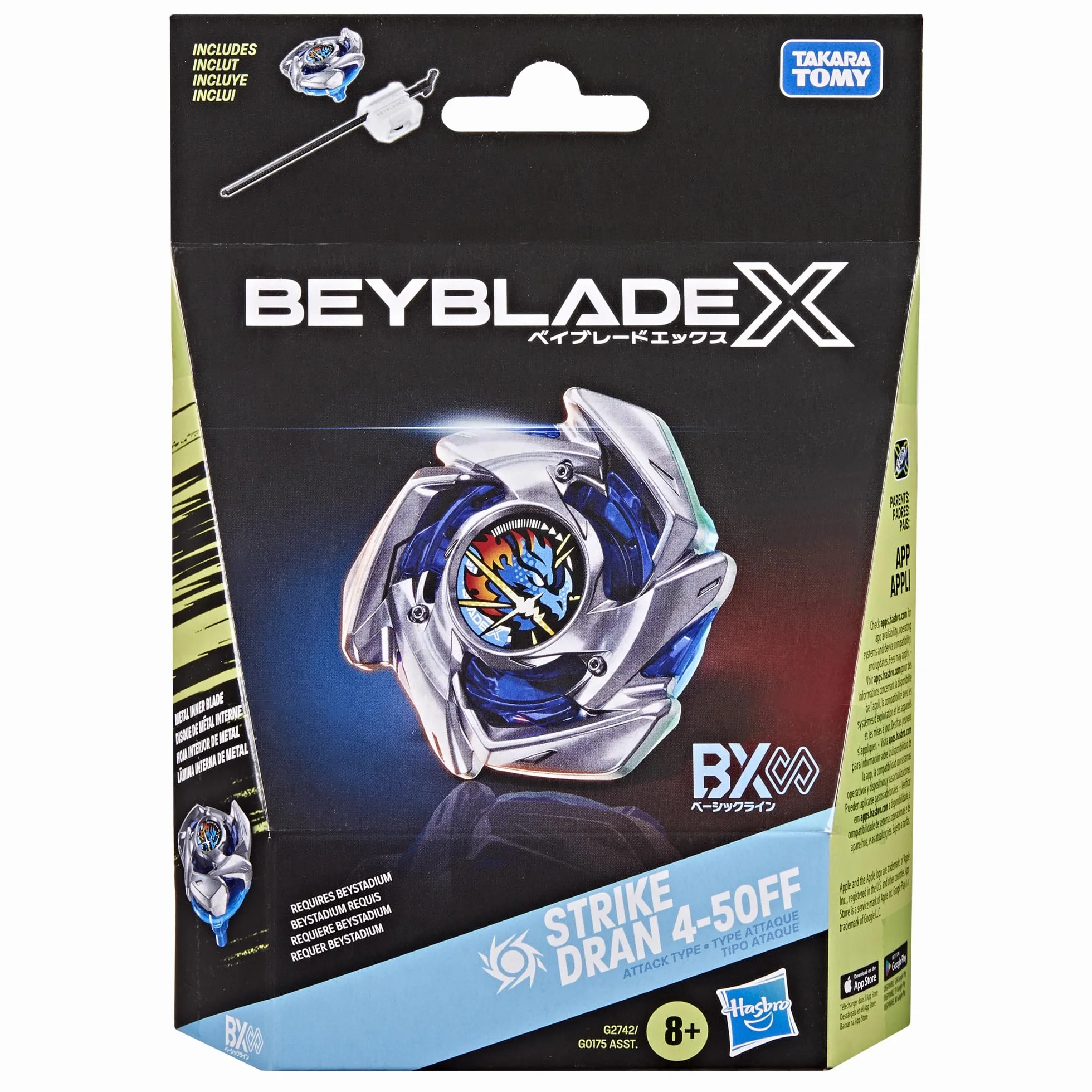 Beyblade X zestaw startowy Strike Dran 4-50FF BX Infinity z bączkiem i wyrzutnią Takara Tomy, zabawkowy bączek, od 8 lat
