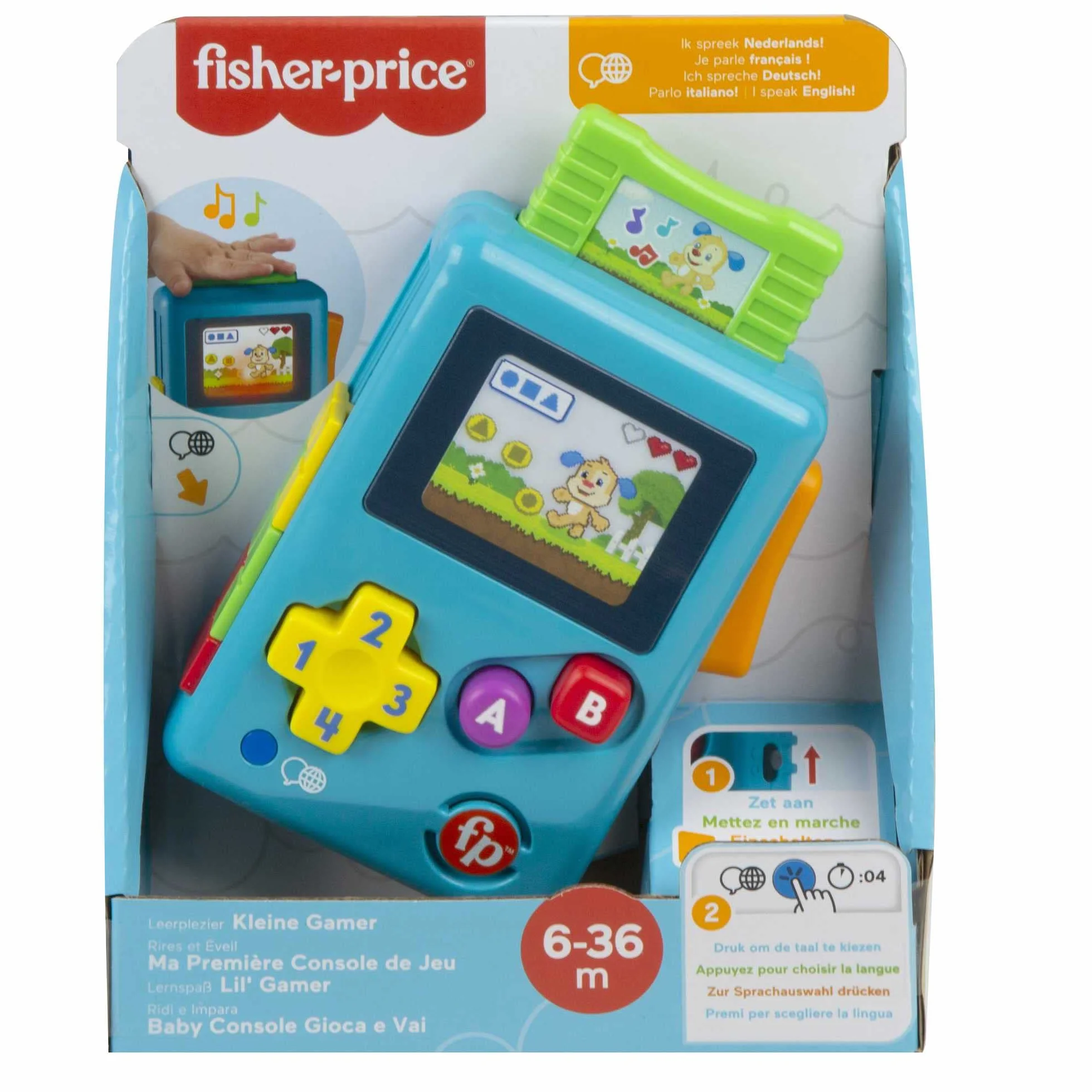 Fisher-Price Lil' Gamer, wersja: angielski, brytyjski; włoski; portugalski; hiszpański, kastylijski, HHX12