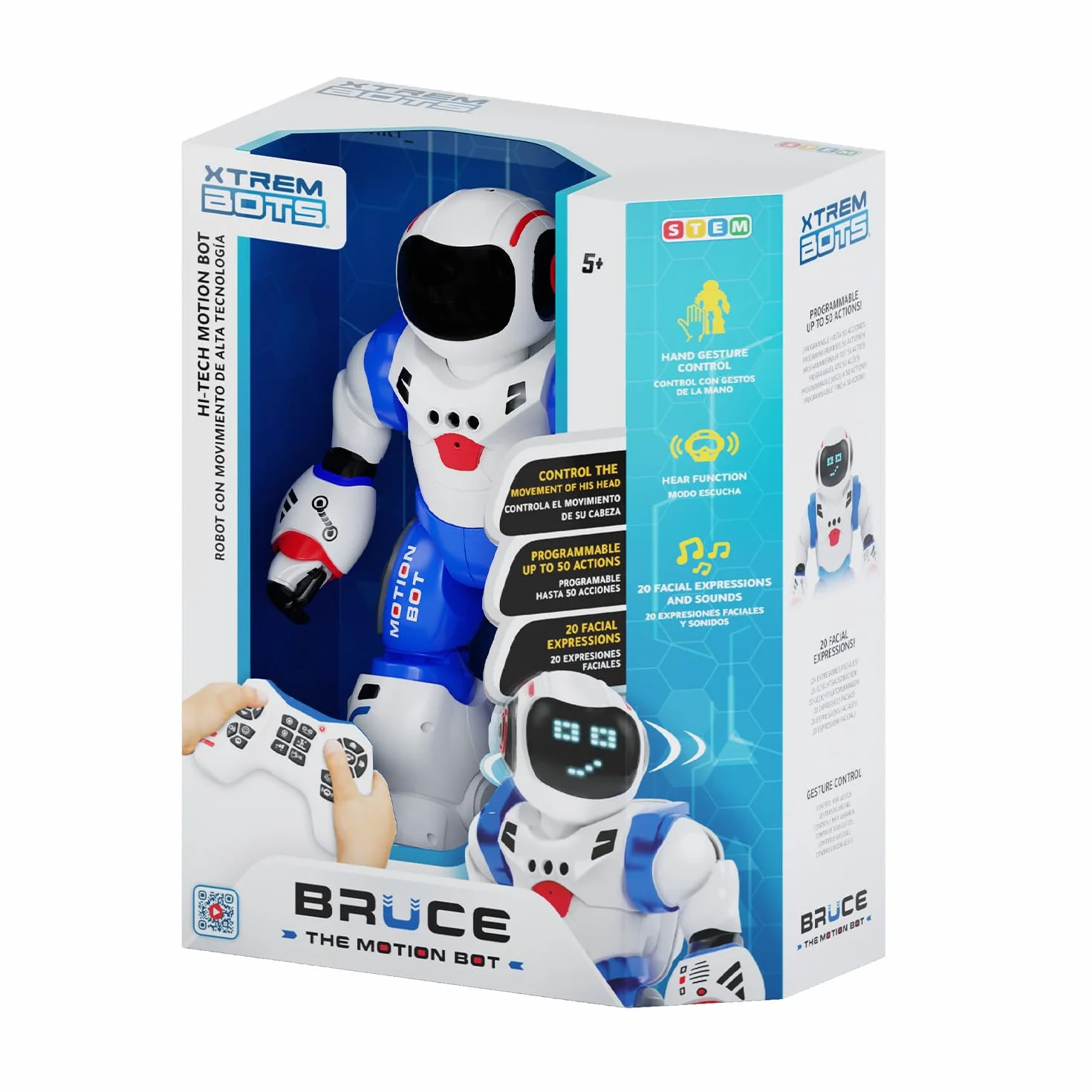 Xtrem Bots Bruce robot zabawkowy programowalny 50 ruchów 20 wyrazy twarzy dla dzieci 5+