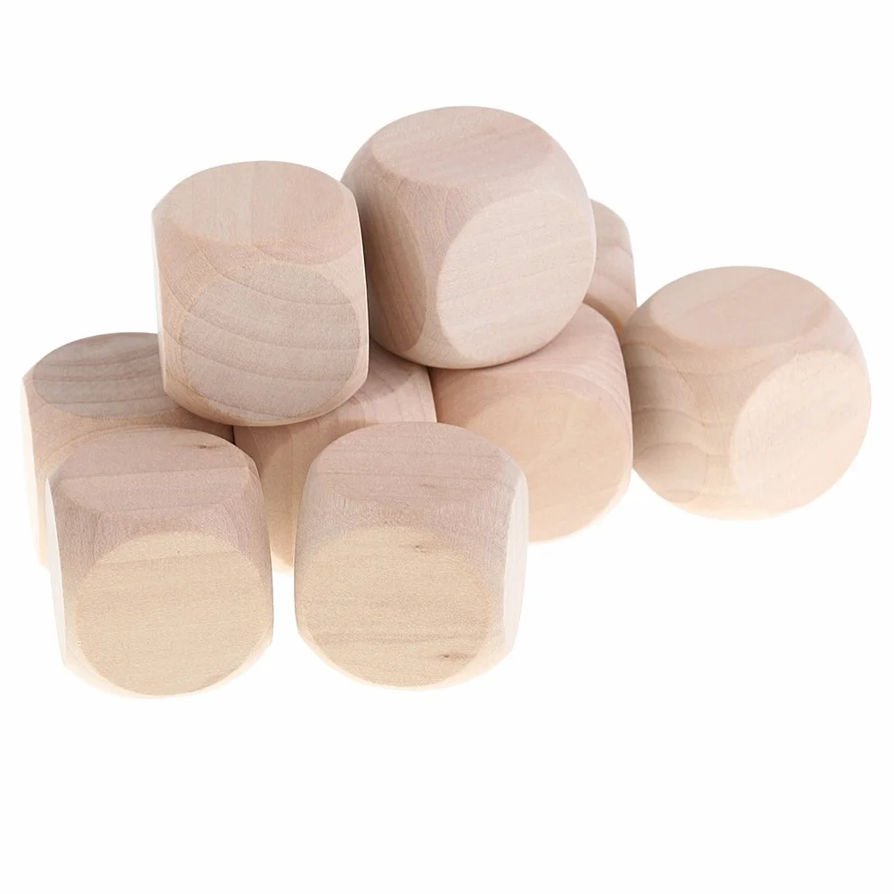 10 x Drewniana Kostka Puste Drewno Nielakierowane Sześciokątne 30 mm 3 cm