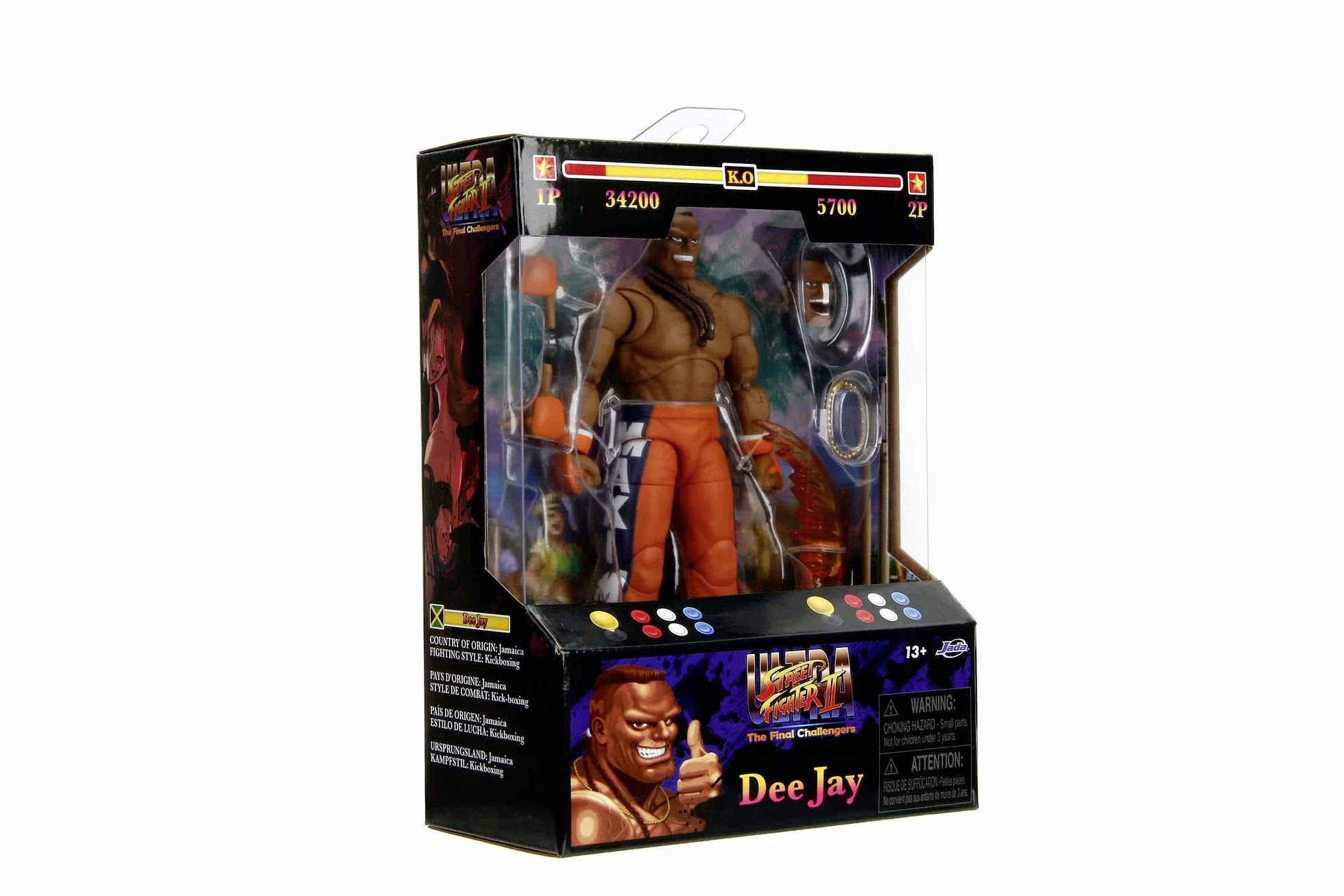 Jada Toys Street Fighter figurka DEE Jay 15 cm ruchoma kolekcjonerska z alternatywną głową i akcesoriami
