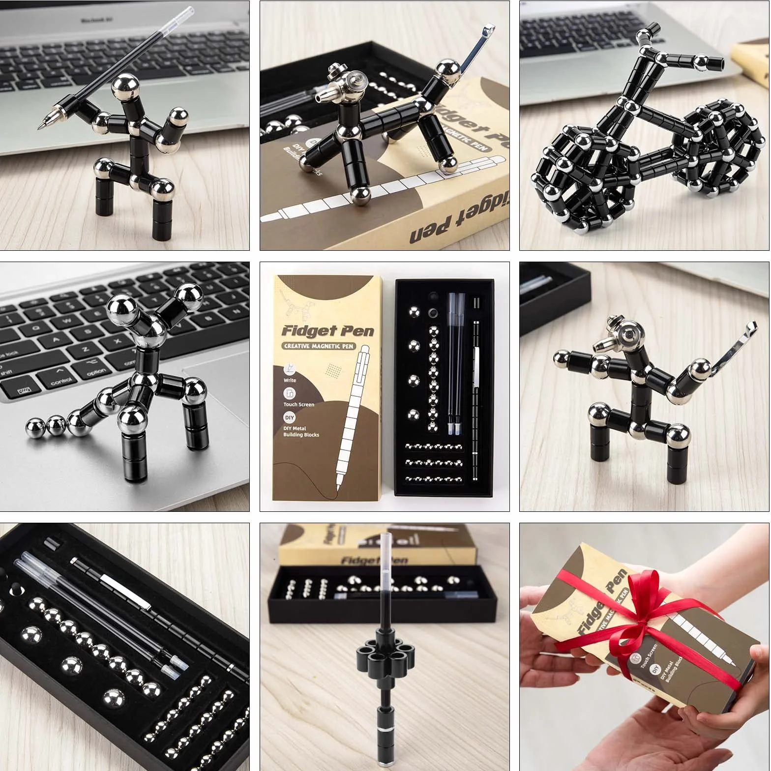 Tigerhu Fidget Pen, zabawki Fidget z długopisem kulkowym, wielofunkcyjne, odprężające, magnetyczne, fajne długopisy dla mężczyzn, kobiet, magnesy Fidget, fajne rzeczy, prezenty dla chłopców i