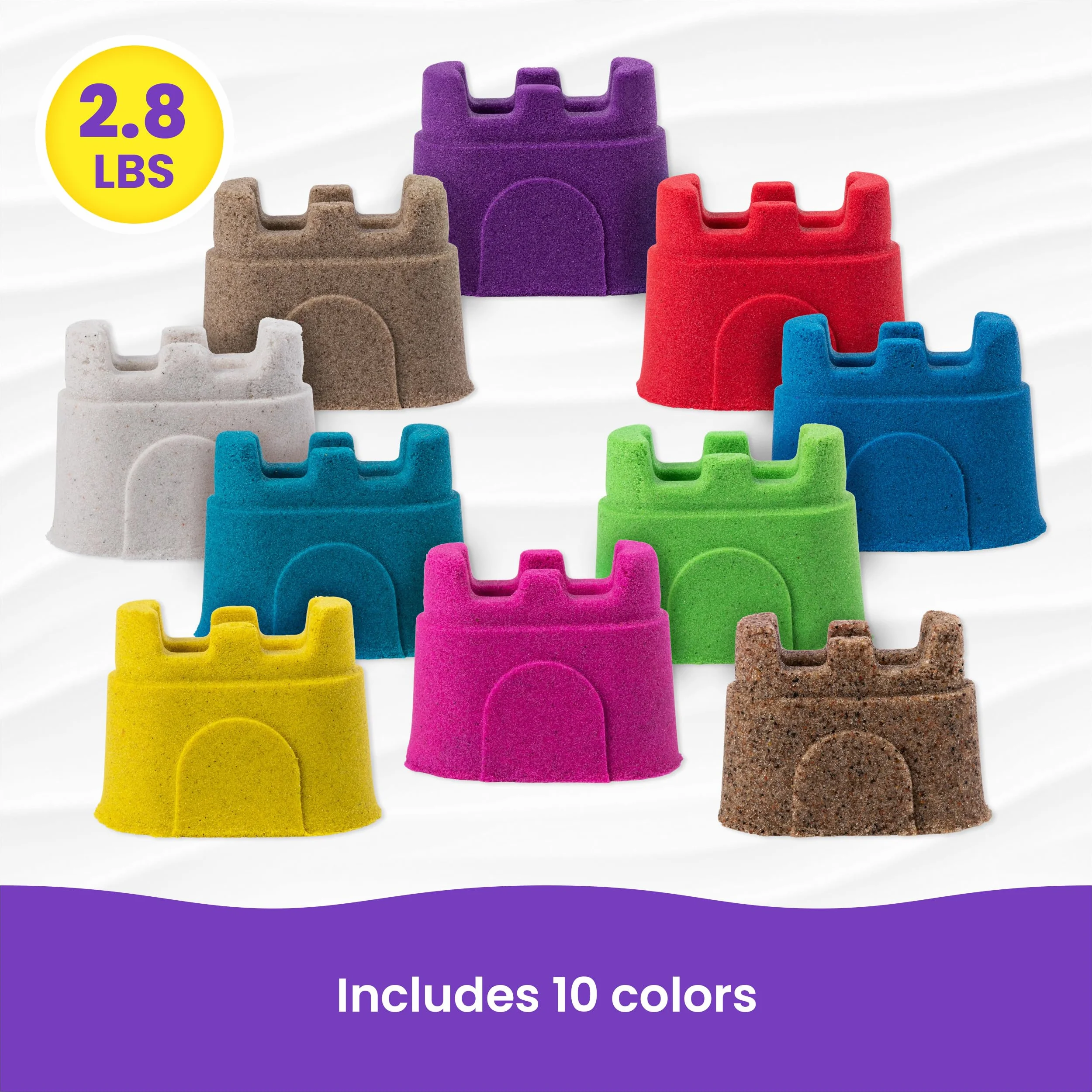 Kinetic Sand, Zamek, piasek kinetyczny z foremkami, 10 kolorów, dla dzieci od 3 lat