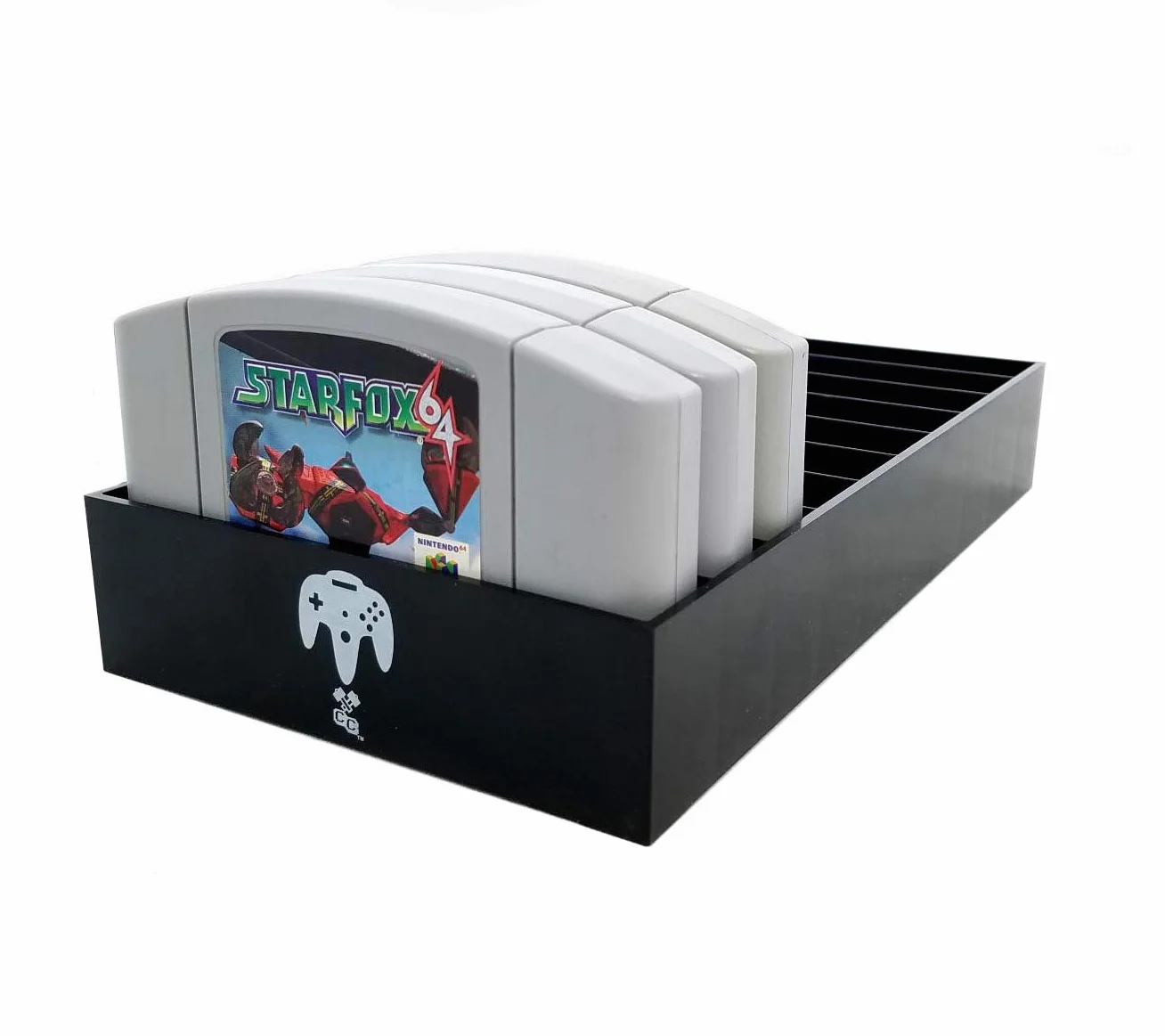 Collector Craft Czarny organizer do gier kompatybilny z wkładem N64, osłona przeciwpyłowa, uchwyt na wkład, Nintendo 64