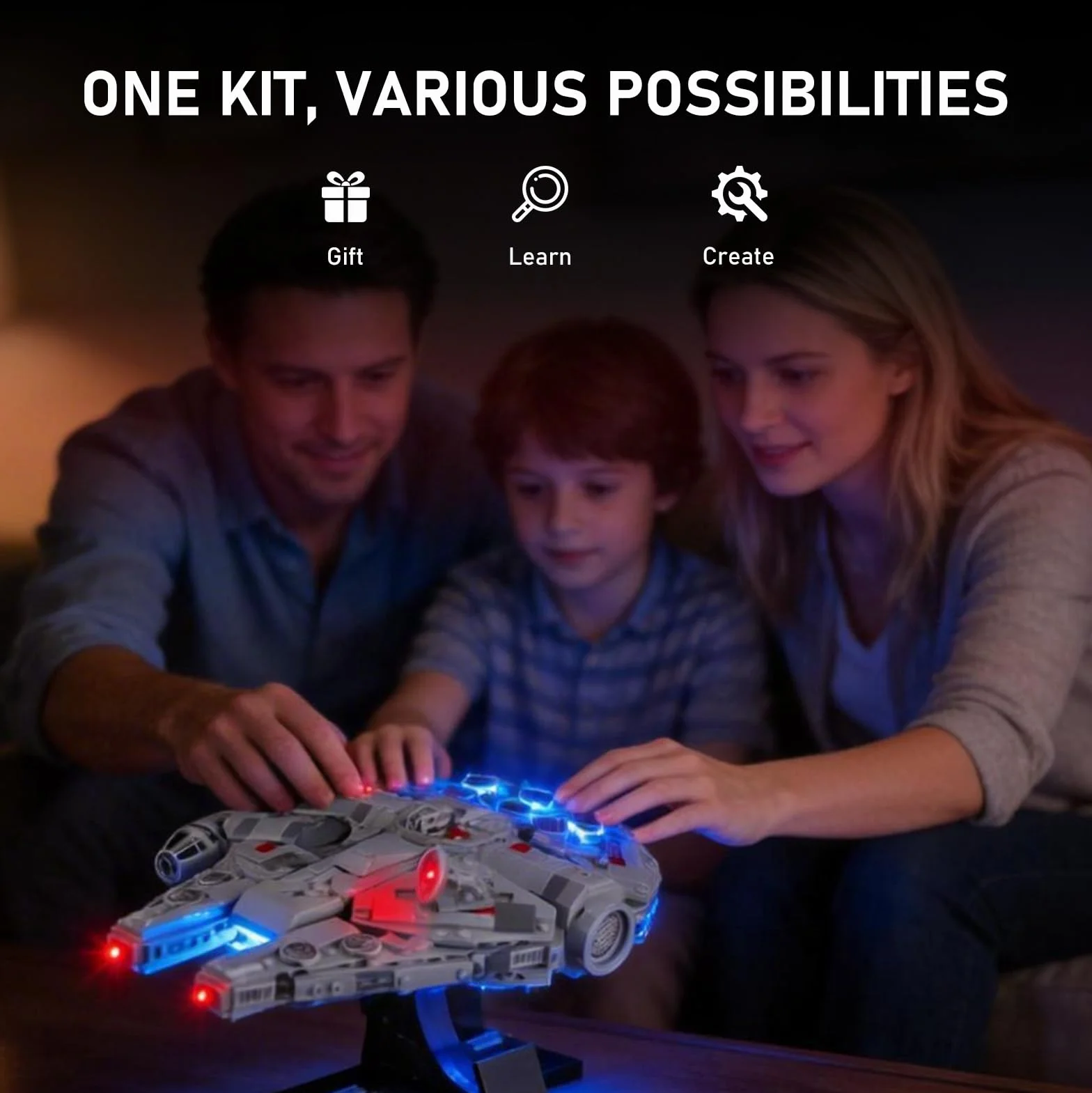 BRIKSMAX Oświetlenie LED do LEGO Star Wars Millennium Falke (wersja dotykowa) 75375, kompatybilny zestaw świateł do klocków – bez zestawu Lego, dekoracyjne światło premium do modelarstwa