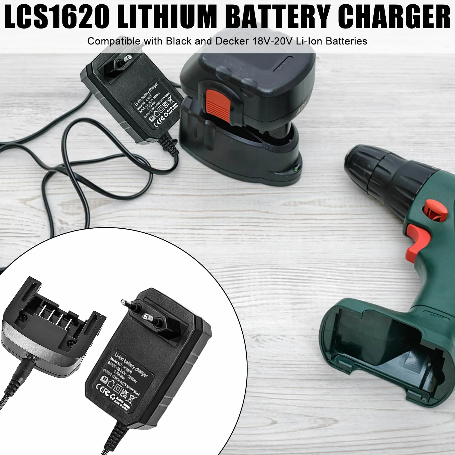 Ładowarka 18 V/20 V, kompatybilna z Black & Decker: ładowarka 18 V/20 V, akumulator litowo-jonowy BL2018 BL2018-XJ LBXR20-OPE LBXR20 LBX20 LBX4020 LBXR2020-OPE BL118 55555 LB. XR16