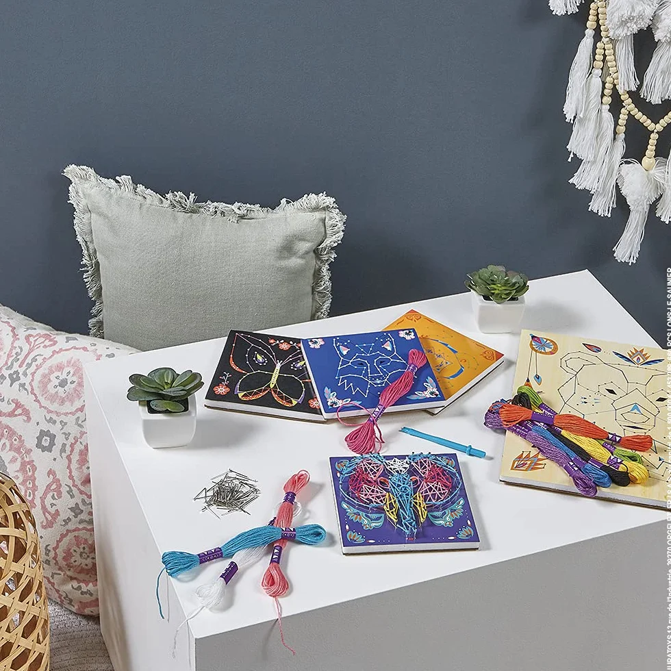 Janod - From 8 years old - Creative Kit - Animal String Art - Decoration Workshops - Creative Leisure - Dexterity and Concentration - J07912
