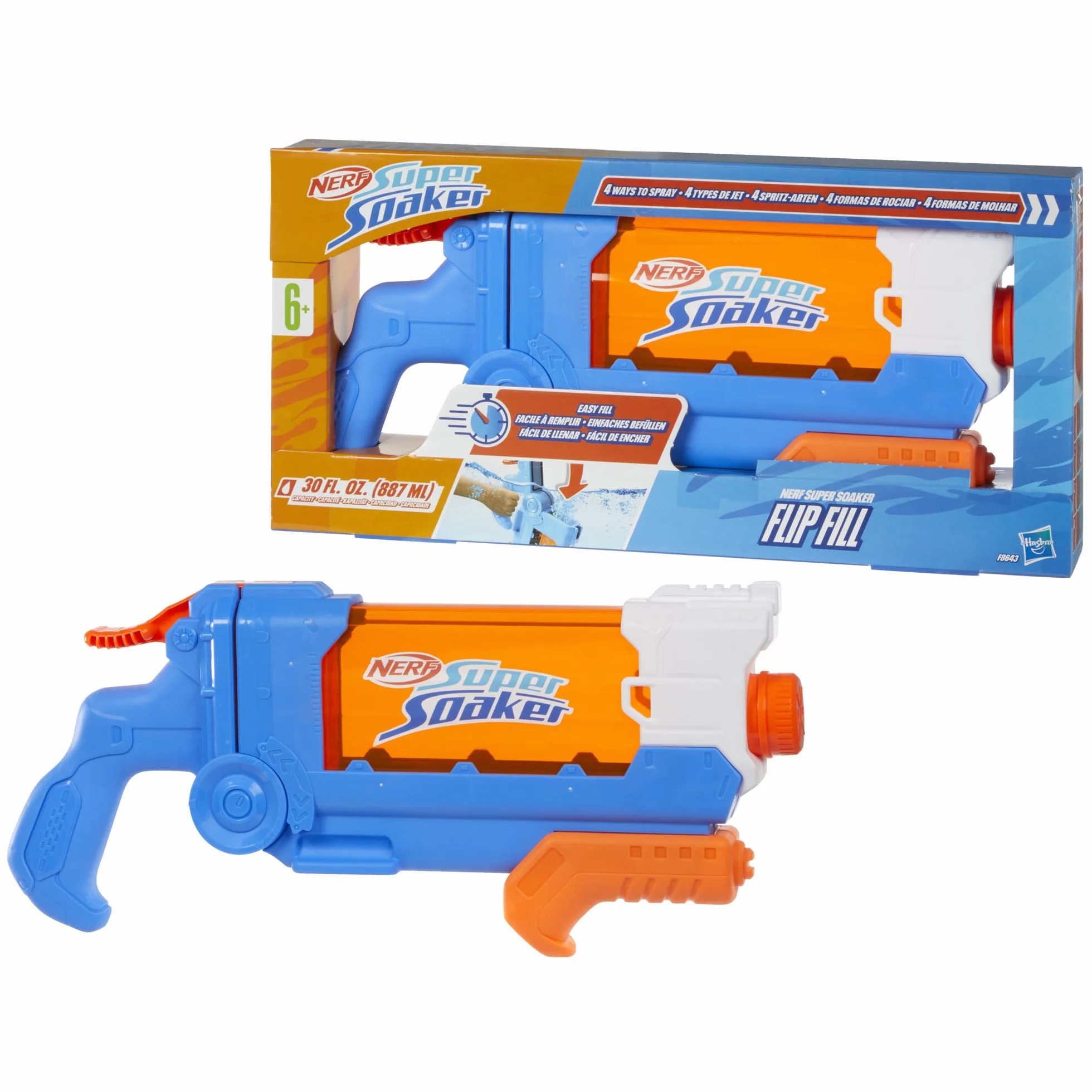 NERF Super Soaker Flip Fill Wyrzutnia wodna 887 ml, 4 style polewania