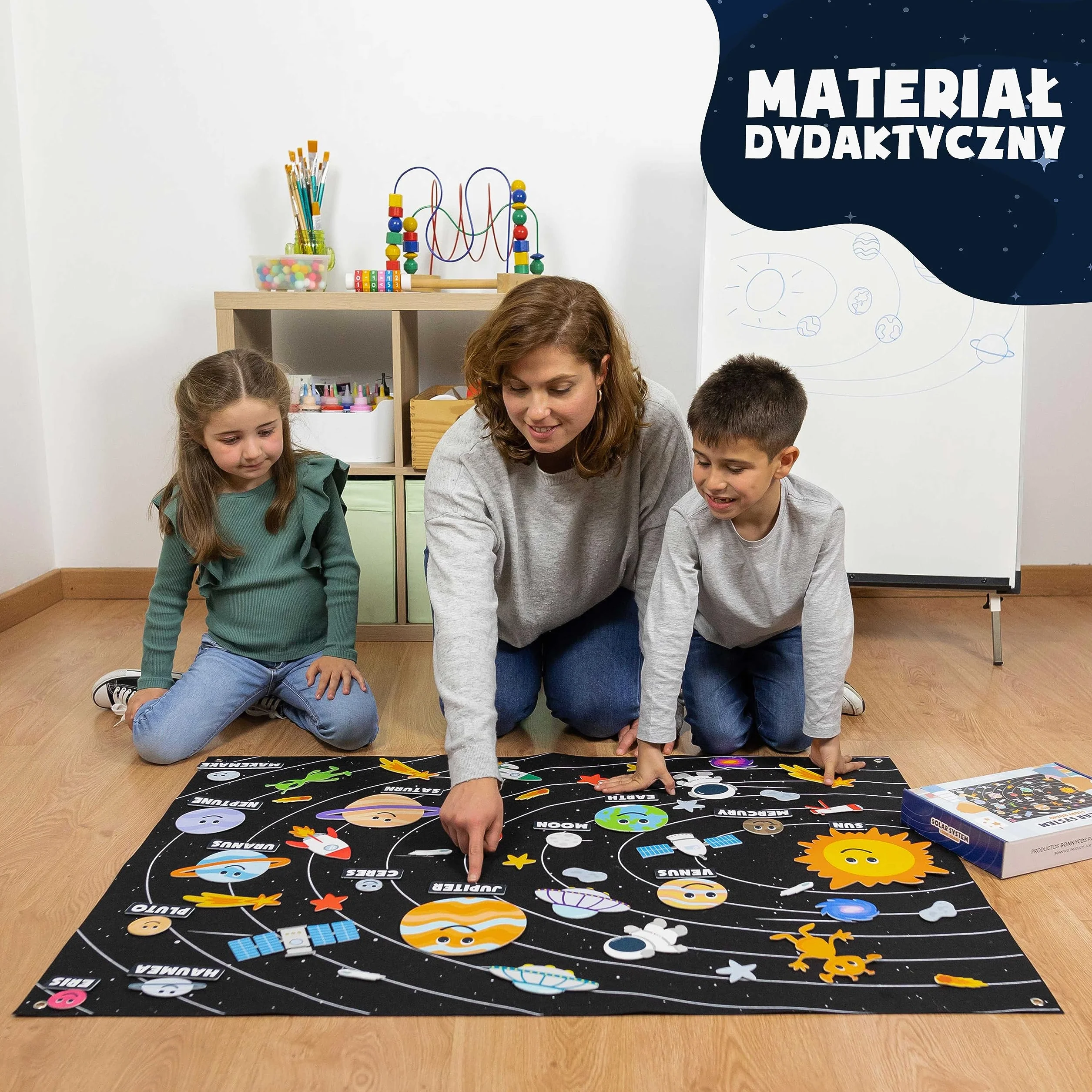 BONNYCO Układ Słoneczny dla Dzieci z 61 Filcowymi Figurkami. Chłopcy, Dziewczynki, Prezenty Urodzinowe. Zabawki Montessori, Planety Filcowe na Prezenty dla Dzieci 3 4 5 6 7 8 Boże Narodzenie