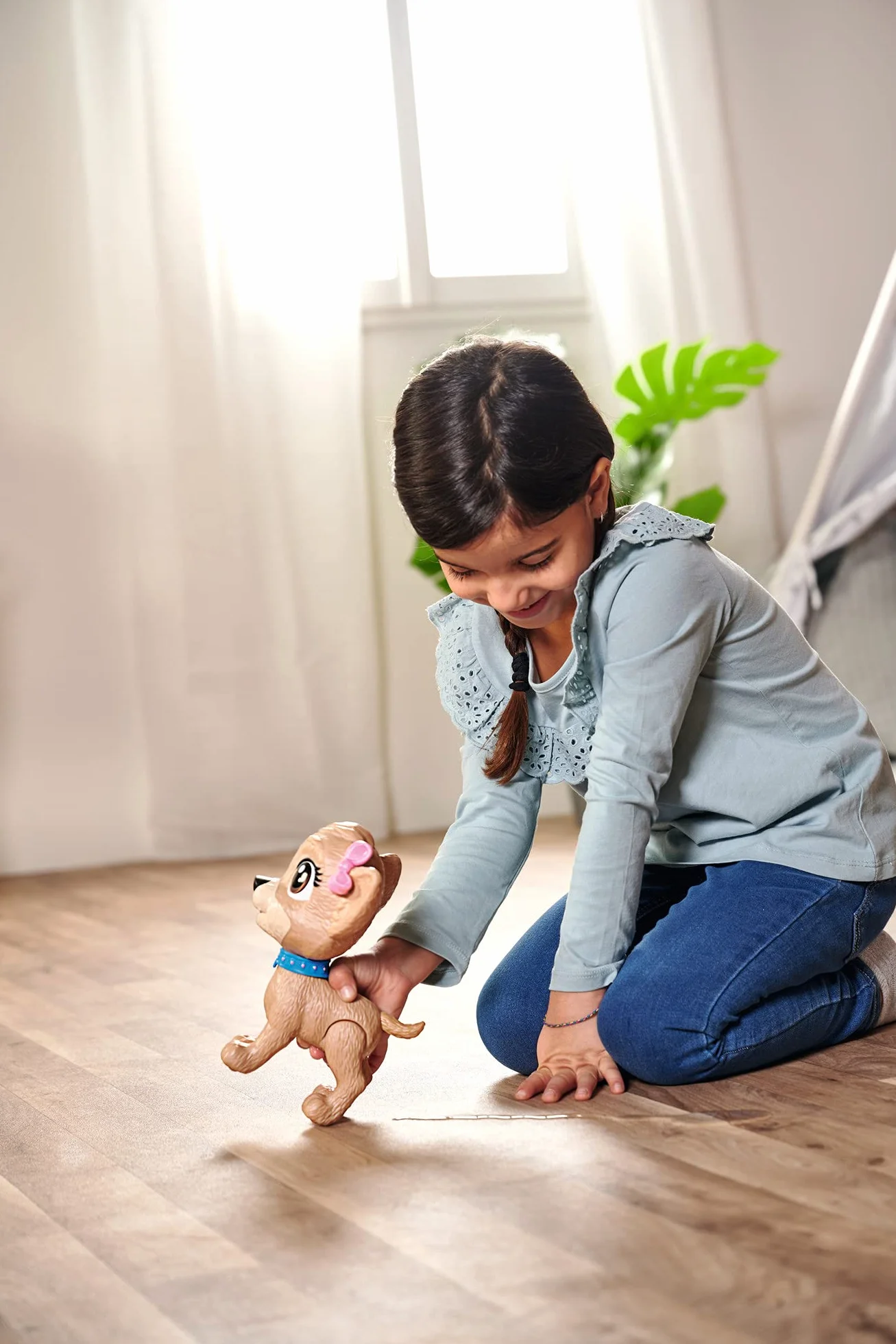 Simba 105893460 ChiChi Love Pii Pii Puppy Szczeniak 20 cm, piesek sikający, chodzi na smyczy, szczeniak z bajki dla dzieci od 3 lat