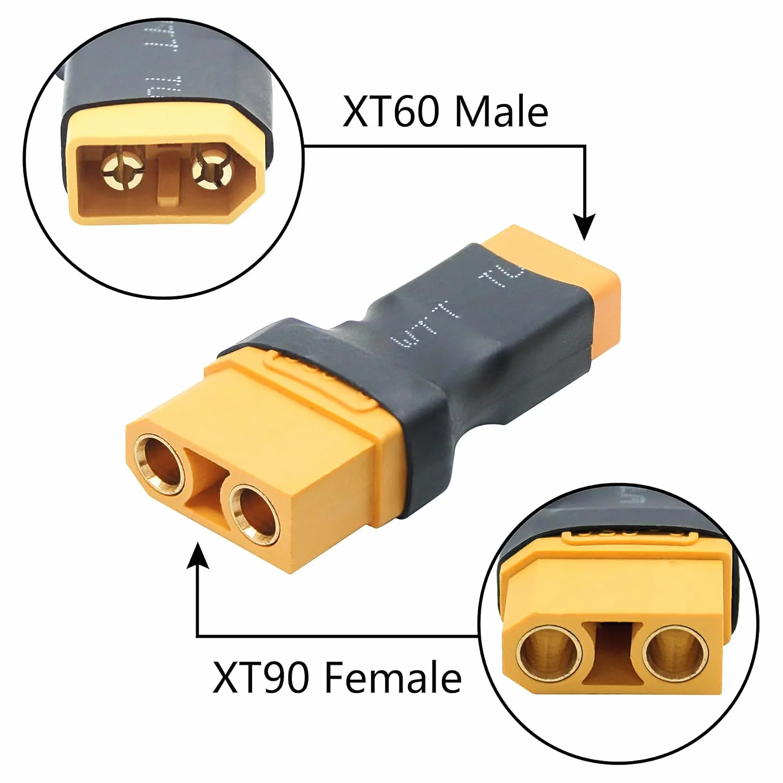 Powice 2 sztuki XT90 do XT60 adapter wtyczki, XT90 wtyczka do gniazda XT60